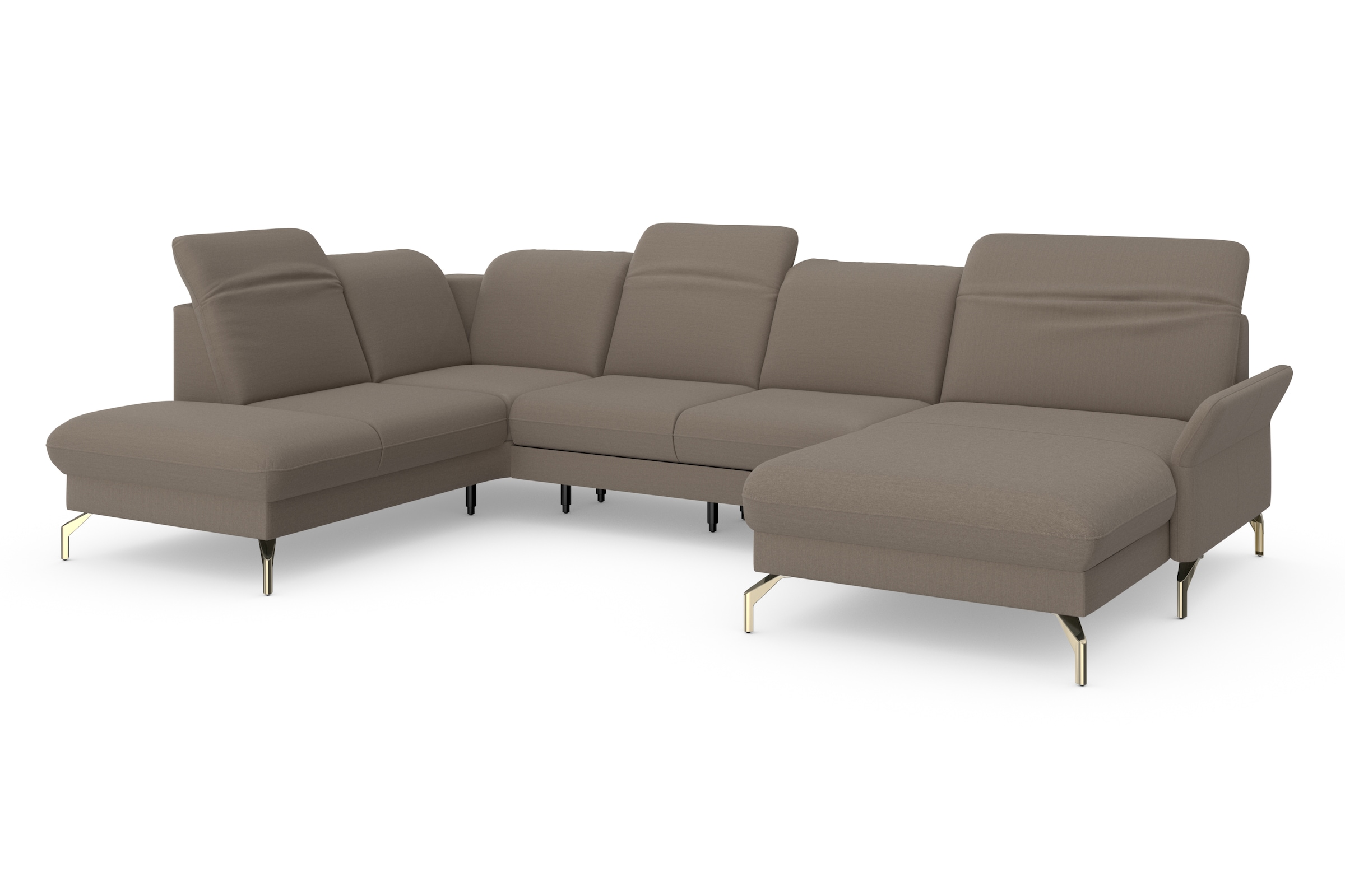 sit&more Wohnlandschaft »Fashion U-Form«, wahlweise mit Kopfteilverstellung, Vorziehsitz, motorisch, Nickelfüße