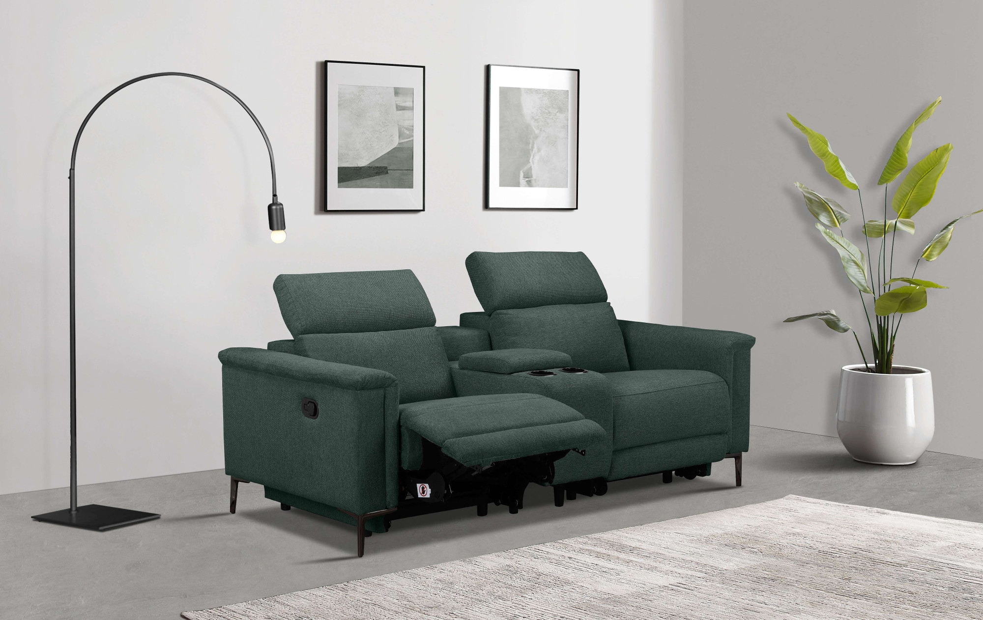 Places of Style 2-Sitzer »Lund, 2er-Kinosofa, TV-Sessel, Multimedia-Sofa, USB-A,«, m. elektrischer o. manueller Relaxfunktion, Getränkehalter u. Staufach