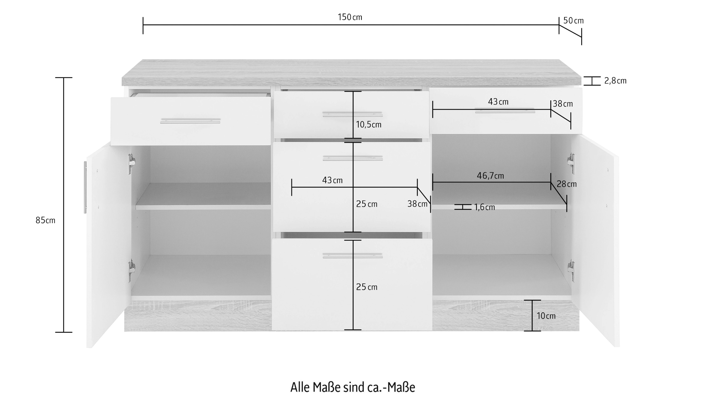 wiho Küchen Unterschrank »Kiel« 150 cm breit