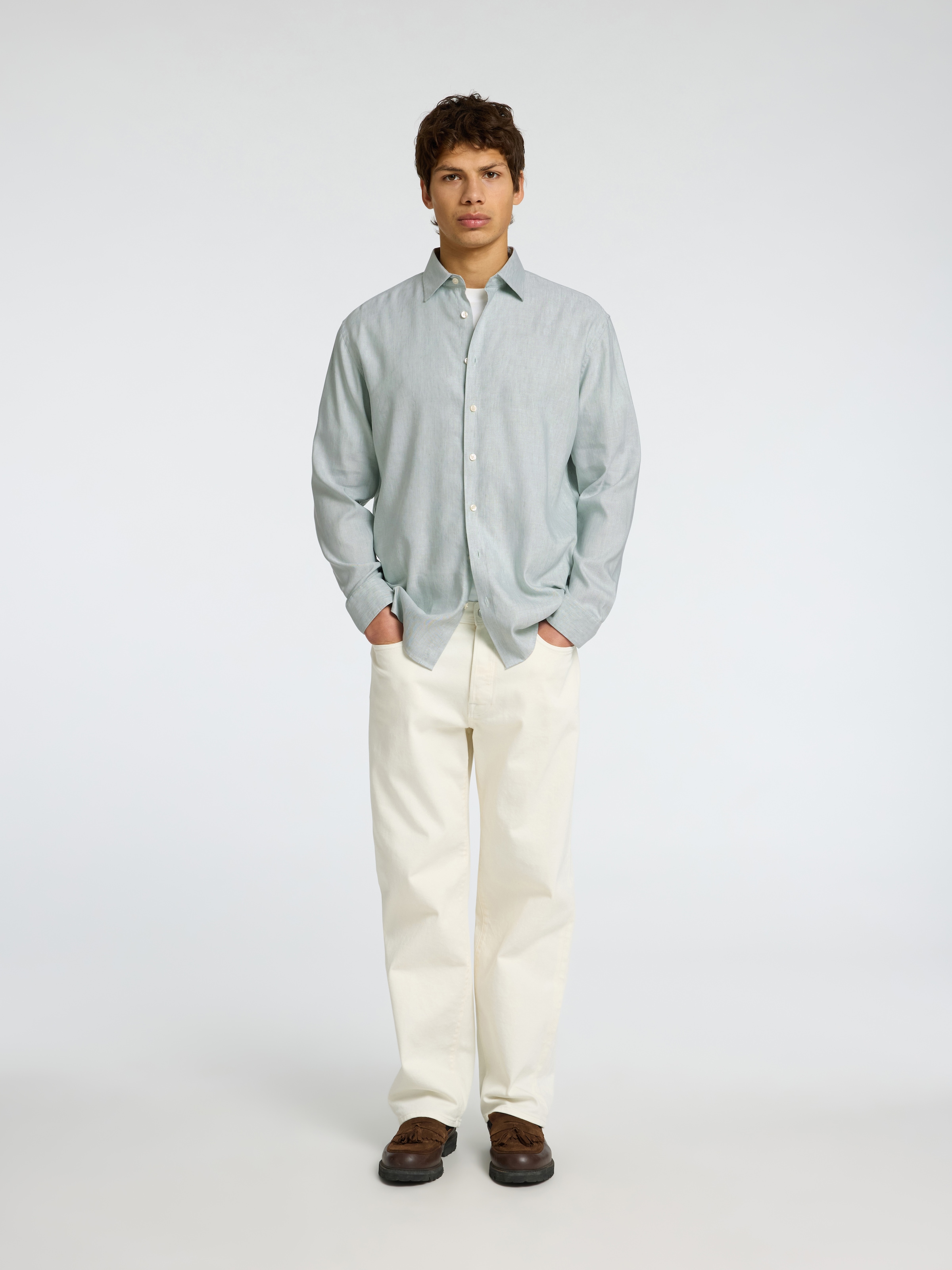 SELECTED HOMME Langarmhemd »SLHREG-LEO LIGHT SHIRT LS NOOS«, mit Lyocell und Leinen