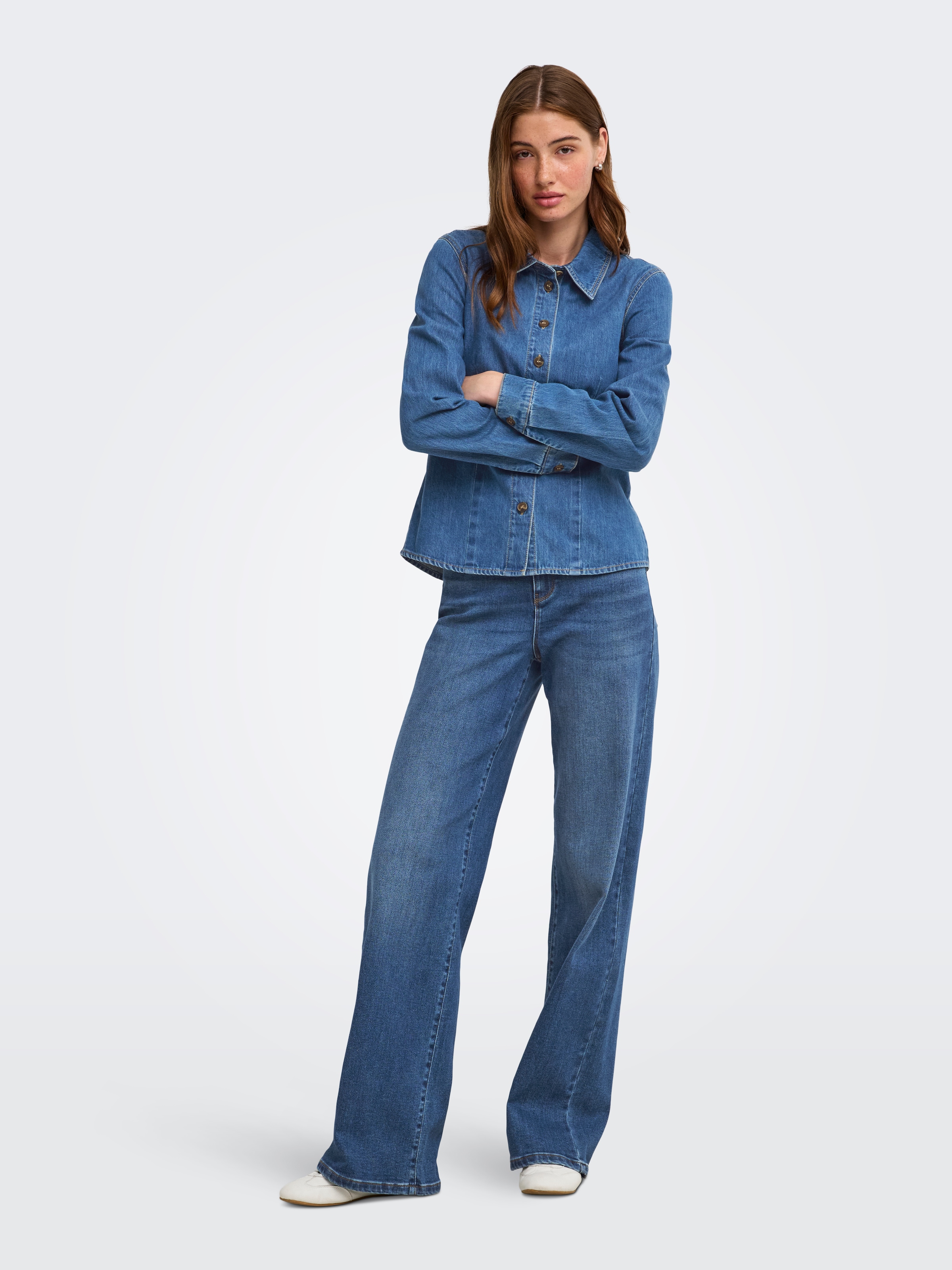ONLY Jeansbluse »ONLUNA FITTED SHIRT DNM« Baumwolle, Denim