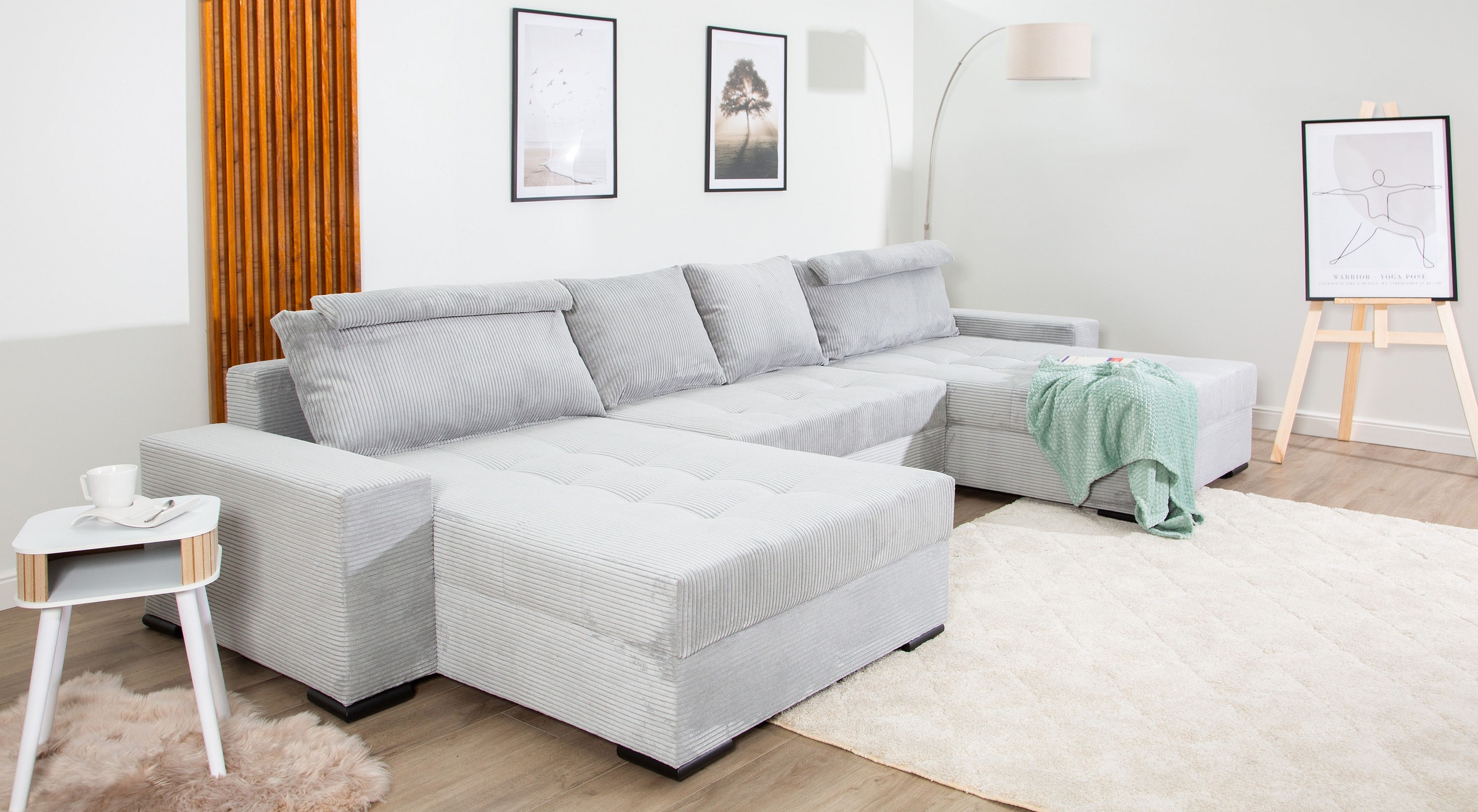 COLLECTION AB Wohnlandschaft »Josy XXXL-Relax U-Form, B: 352 cm«, mit Bettfunktion, Bettkasten & 2 Nackenkissen, Federkern