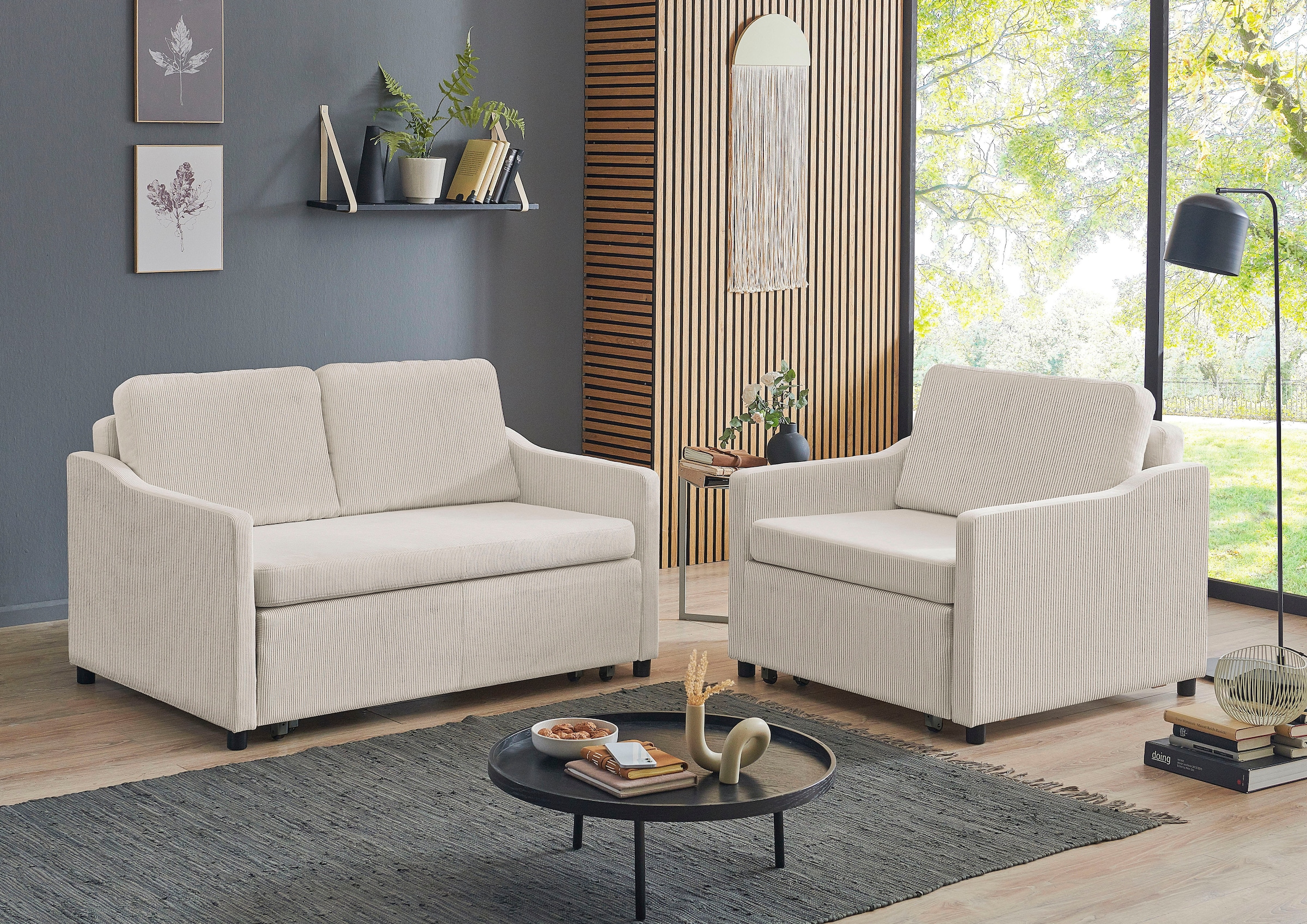 ATLANTIC home collection Schlafsofa »Anella«, mit Cord-Bezug, mit Schlaffunktion, frei im Raum stellbar