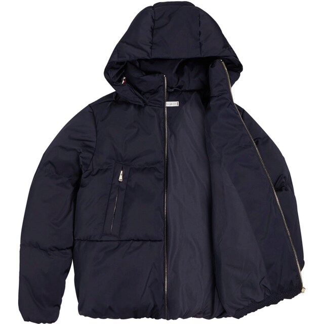 Tommy Hilfiger Steppjacke »SATEEN DOWN HOODED JACKET«, mit Kapuze, mit Tommy  Hilfiger Schriftzug bei OTTO