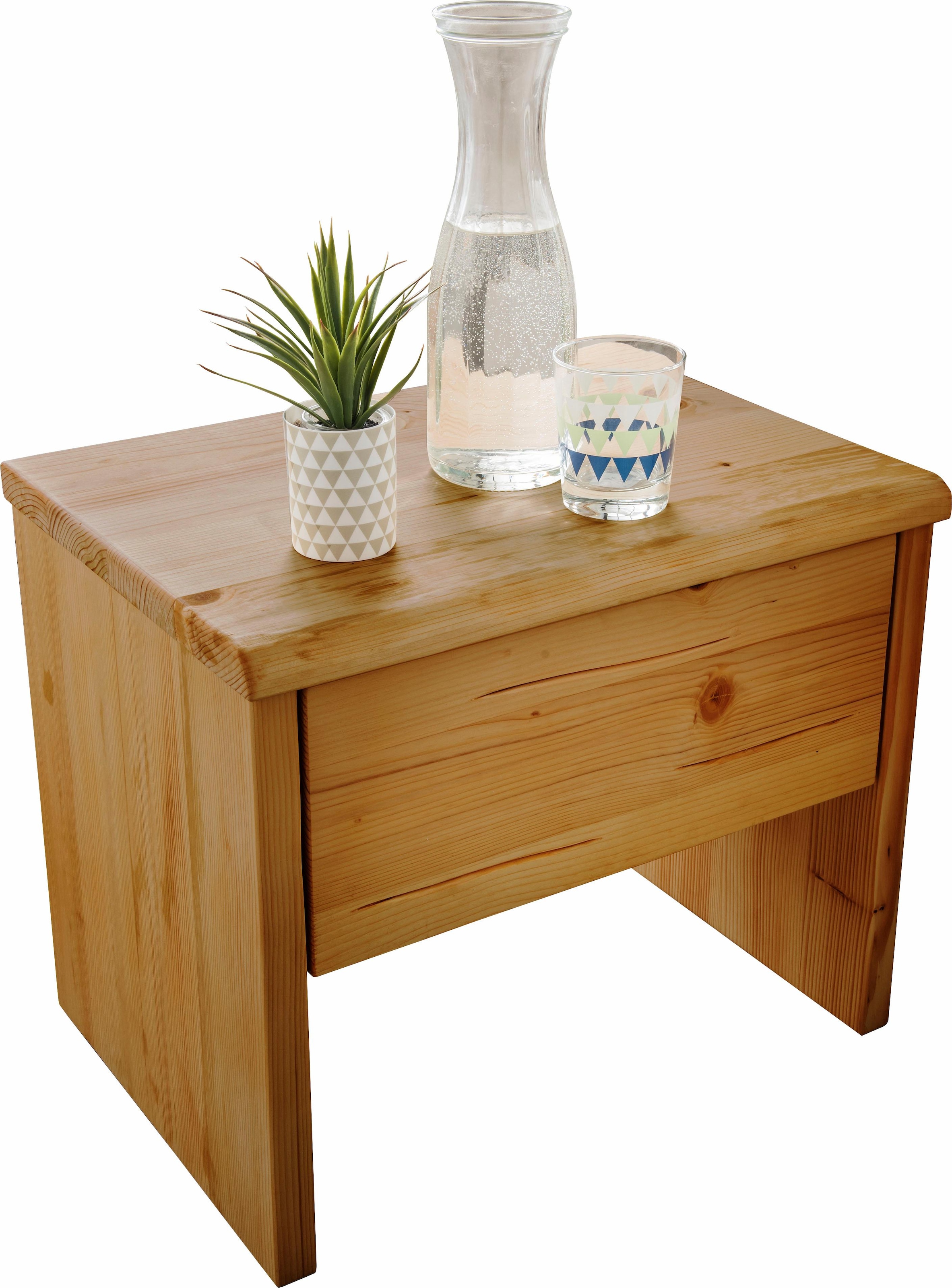 Home affaire Bettanlage »Ultima«, (Set, 3 tlg.), 3tlg., aus Fichtenholz in Balken-Optik, aus 180 cm Bett, 2 Nachttische