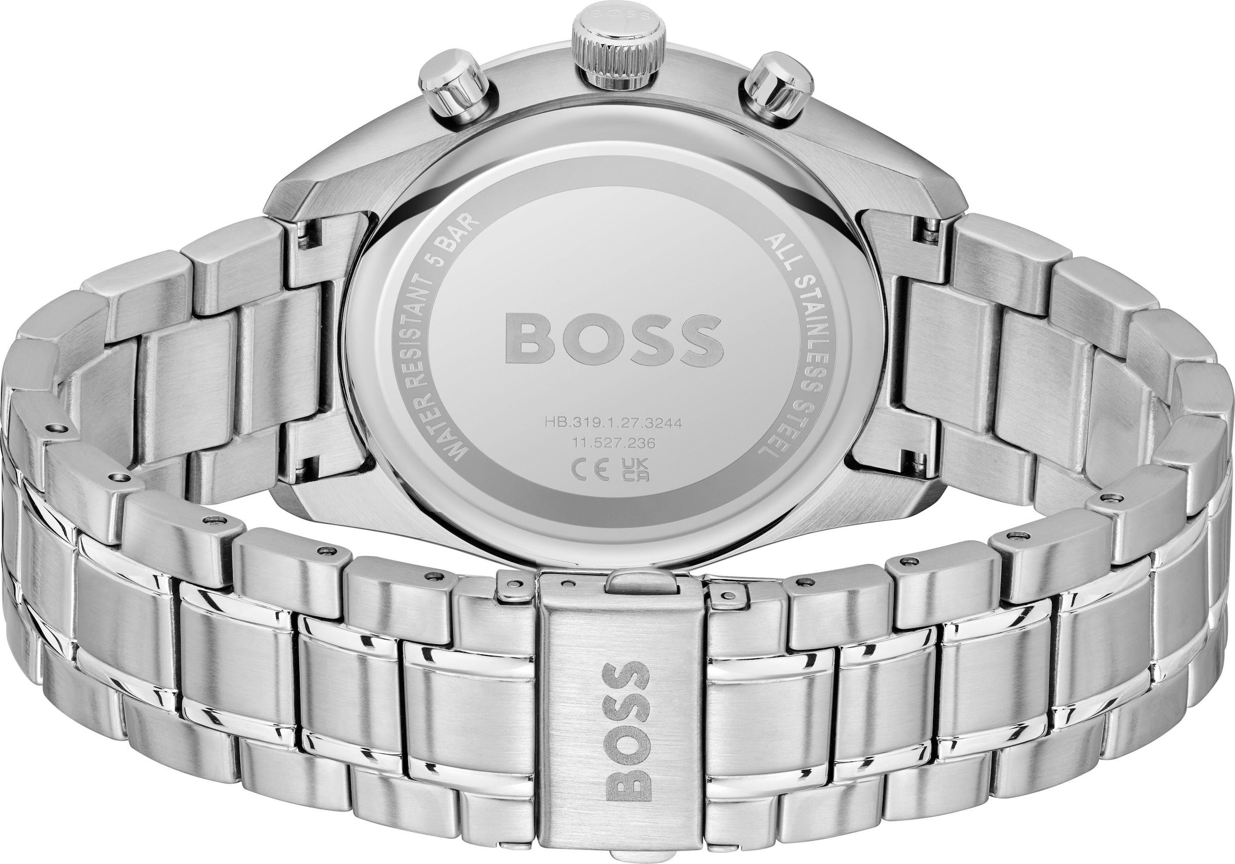BOSS Chronograph »GRAND PRIX 44« Quarzuhr, Armbanduhr, Herrenuhr, Edelstahlarmband, analog, Tag
