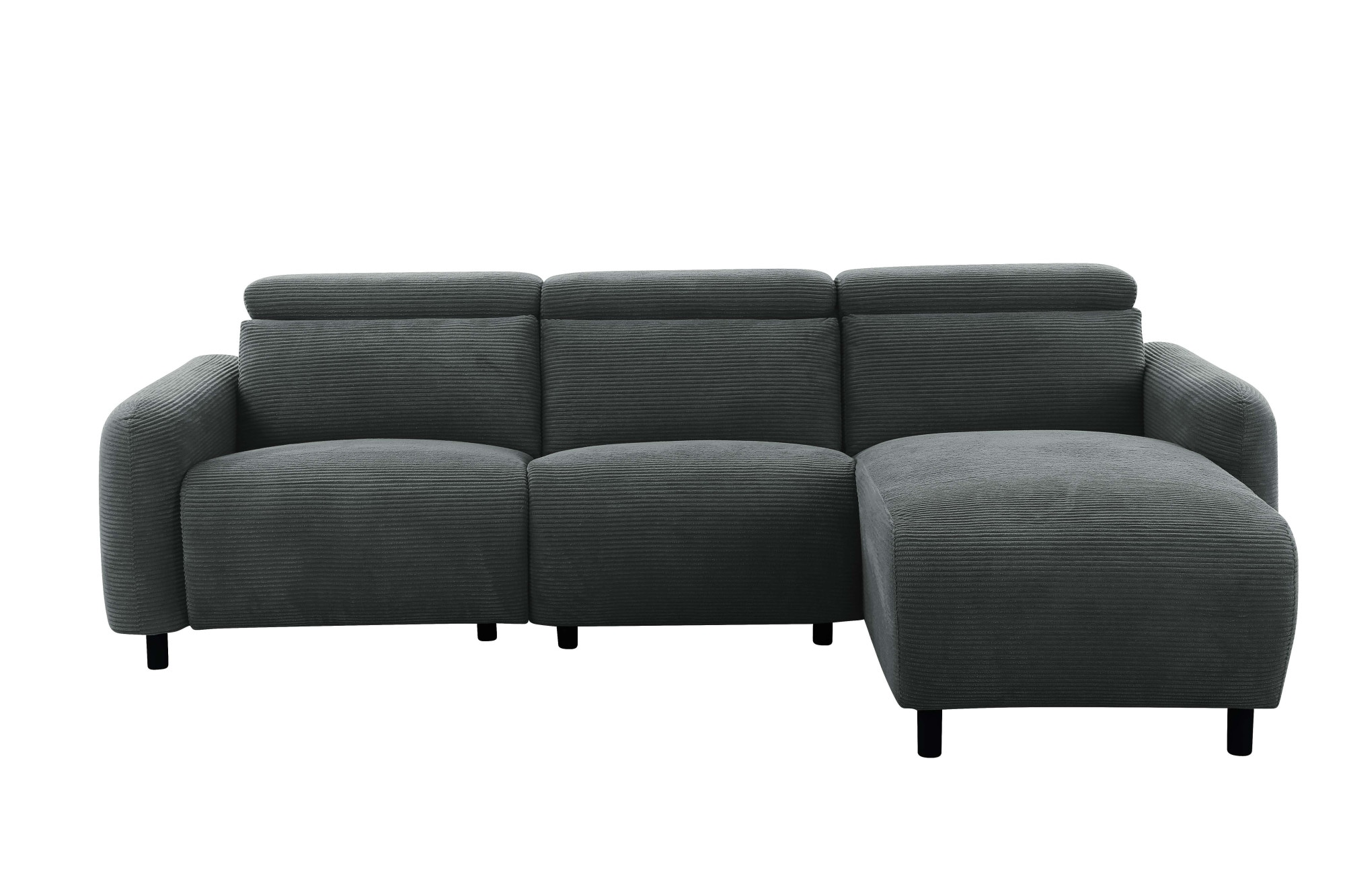 Home affaire Ecksofa »SKAANE in Cord, L-Form, 274 cm, manuelle u. elektrische Funktion,«, rundes Design, Kopfteilverstellung, Federkernpolsterung