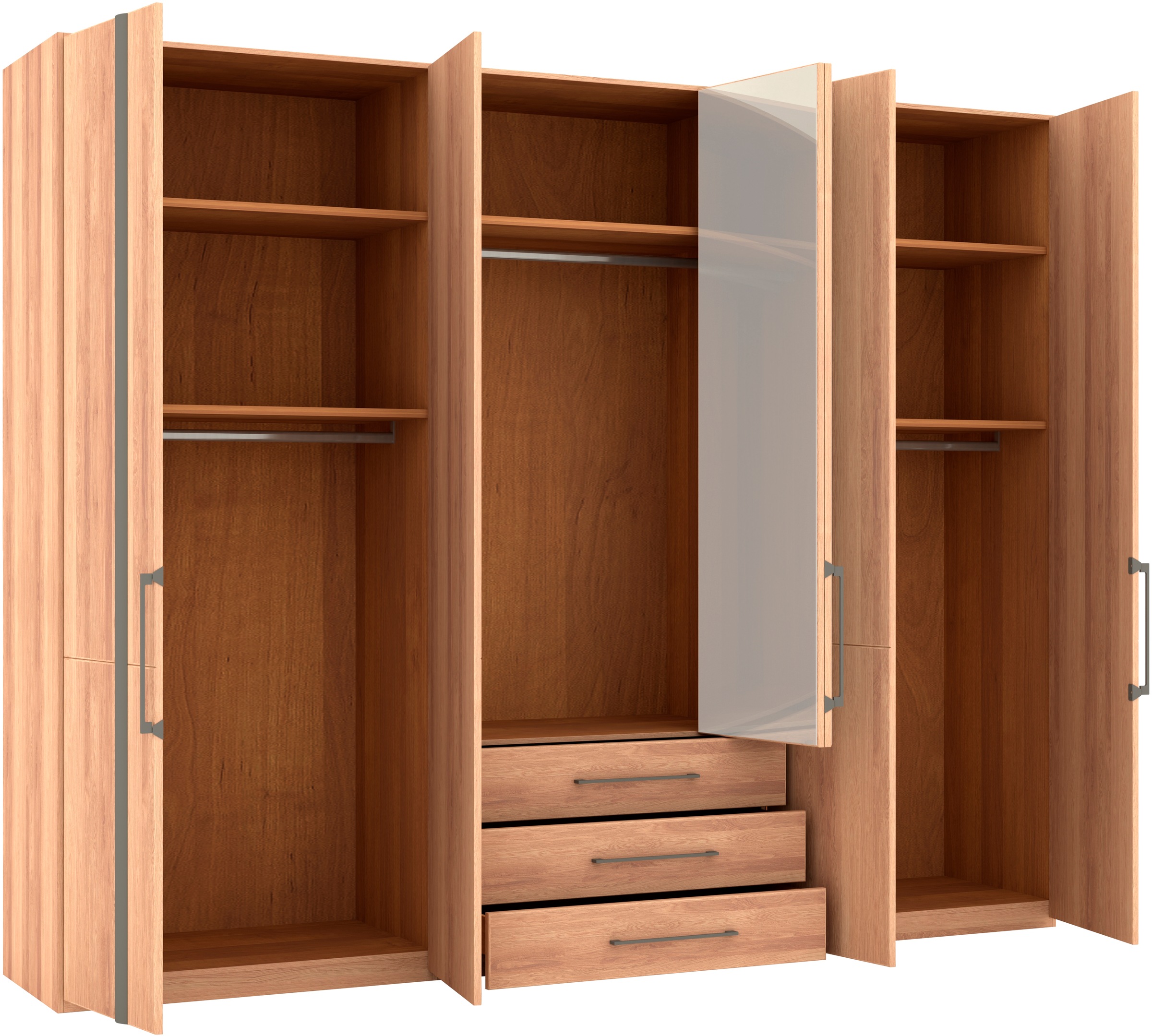 Musterring Drehtürenschrank »Sorrent, Kleiderschrank, teilmassiv Eiche«, (mit Türdämpfern, mit Schubladen, extra Böden, MADE IN GERMANY), Türen in Eiche massiv und als Parsol-Bronze-Spiegel, mit Schubkästen