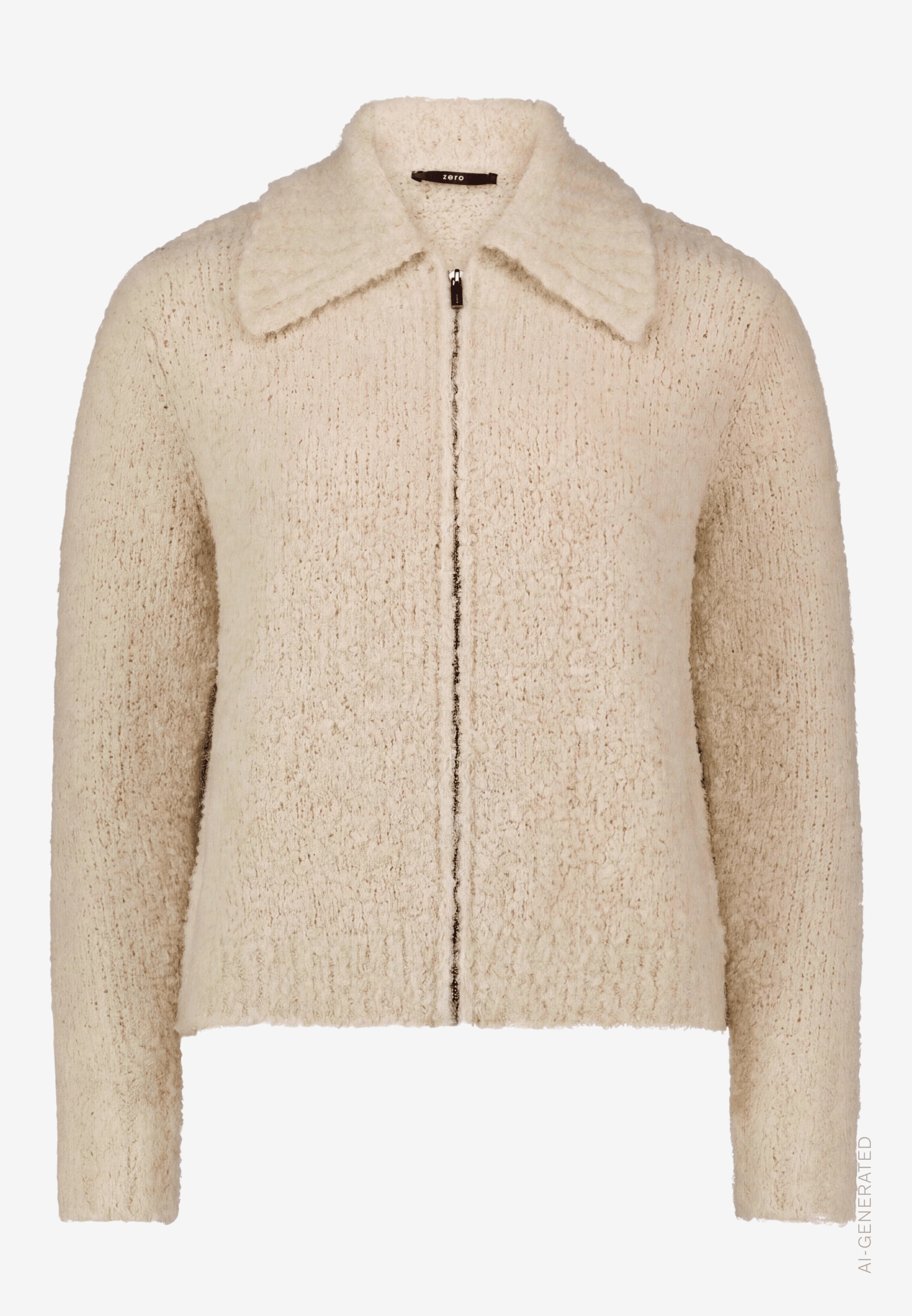 Zero Cardigan Grob-Strickjacke mit Hemdkragen und Reißverschluss
