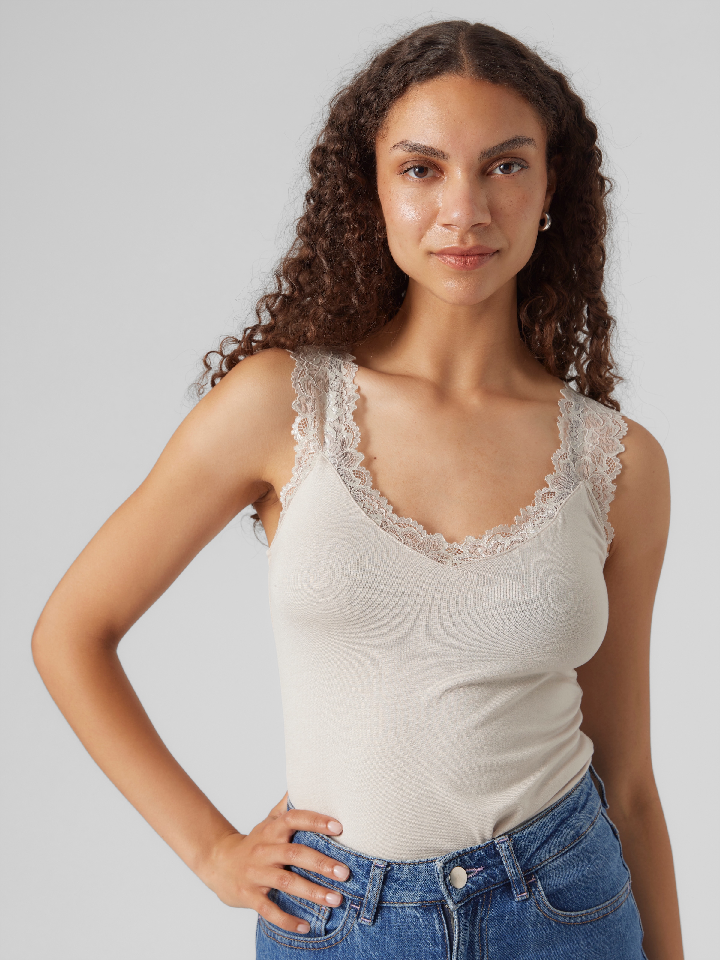 Vero Moda Spitzentop »VMROSA SL TOP JRS NOOS« Viskosemischung