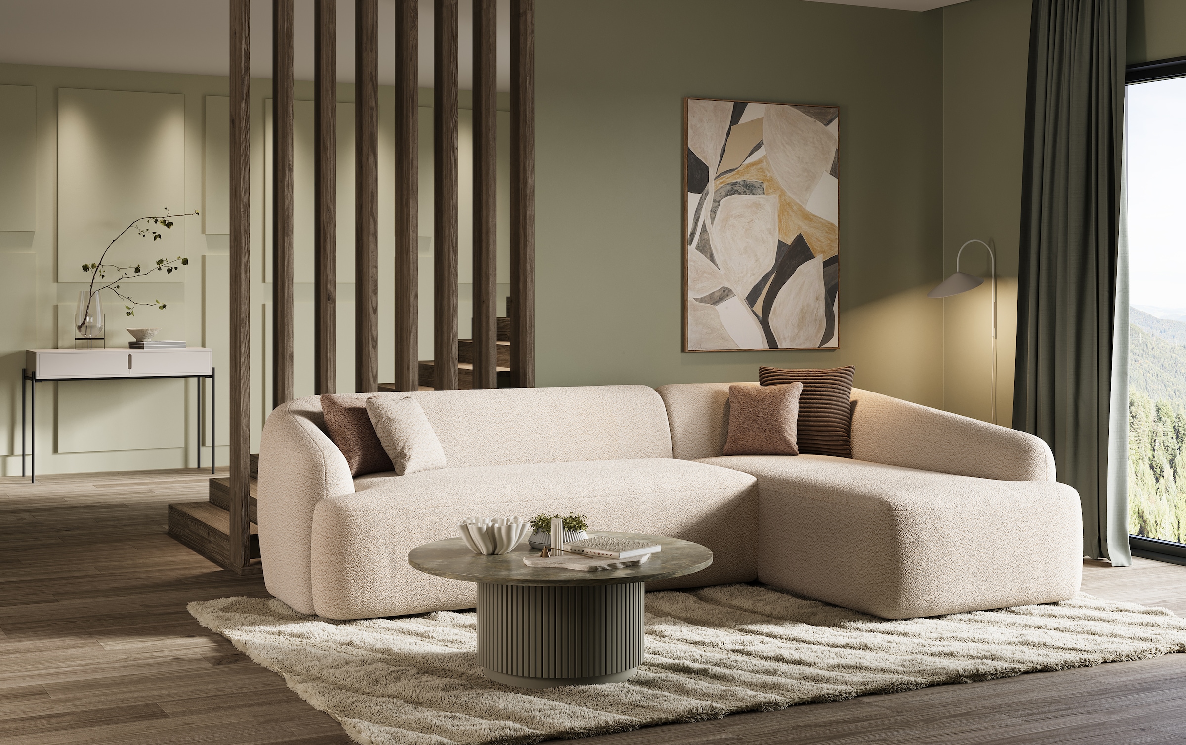 INOSIGN Ecksofa »Nergal, organisches Design, Breite 296cm, L-Form«, Modernes Design, schlichte Optik, stilvoller Blickfang im Wohnzimmer
