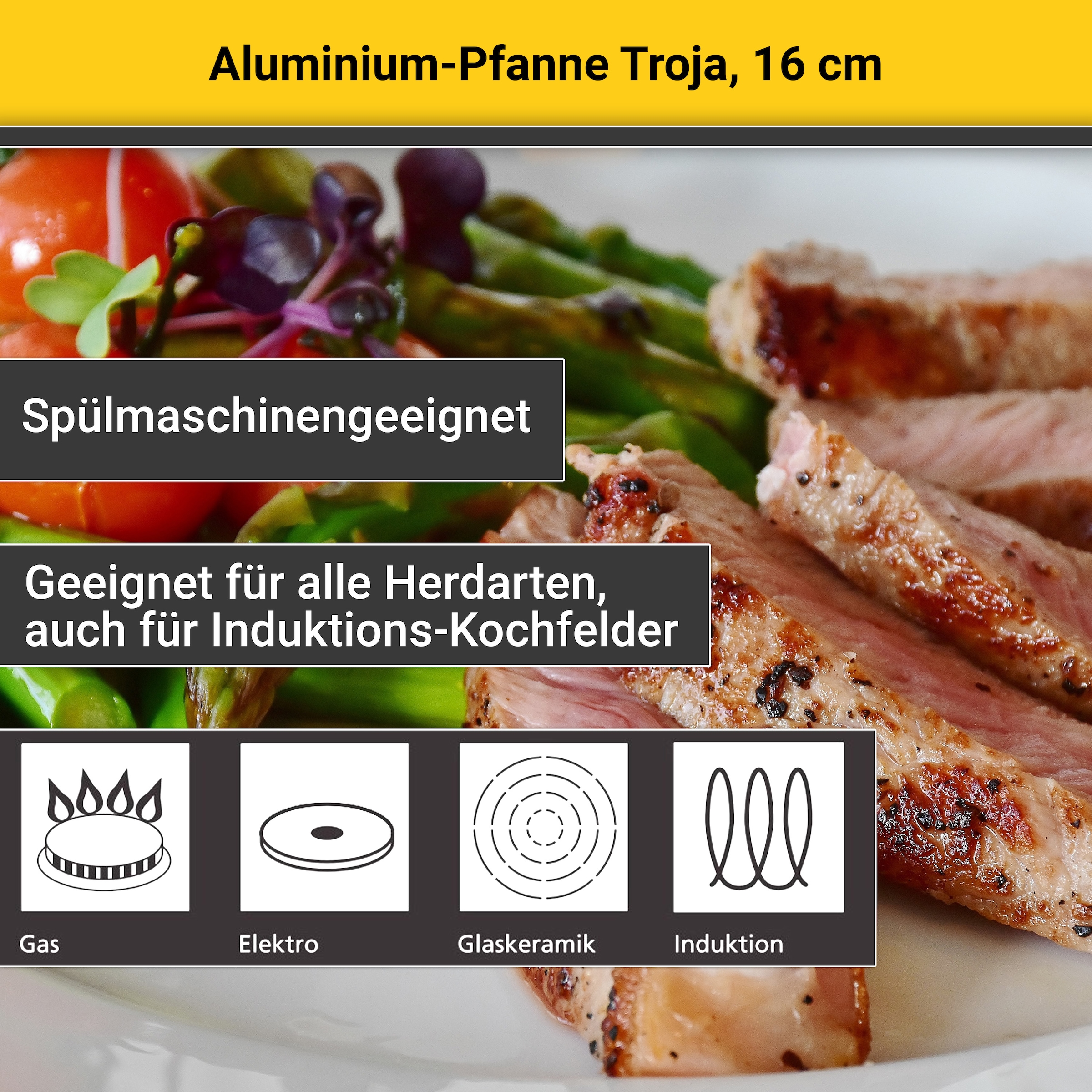 Krüger Bratpfanne »Troja« Aluminium 1 Stk. tlg. für Induktions-Kochfelder geeignet