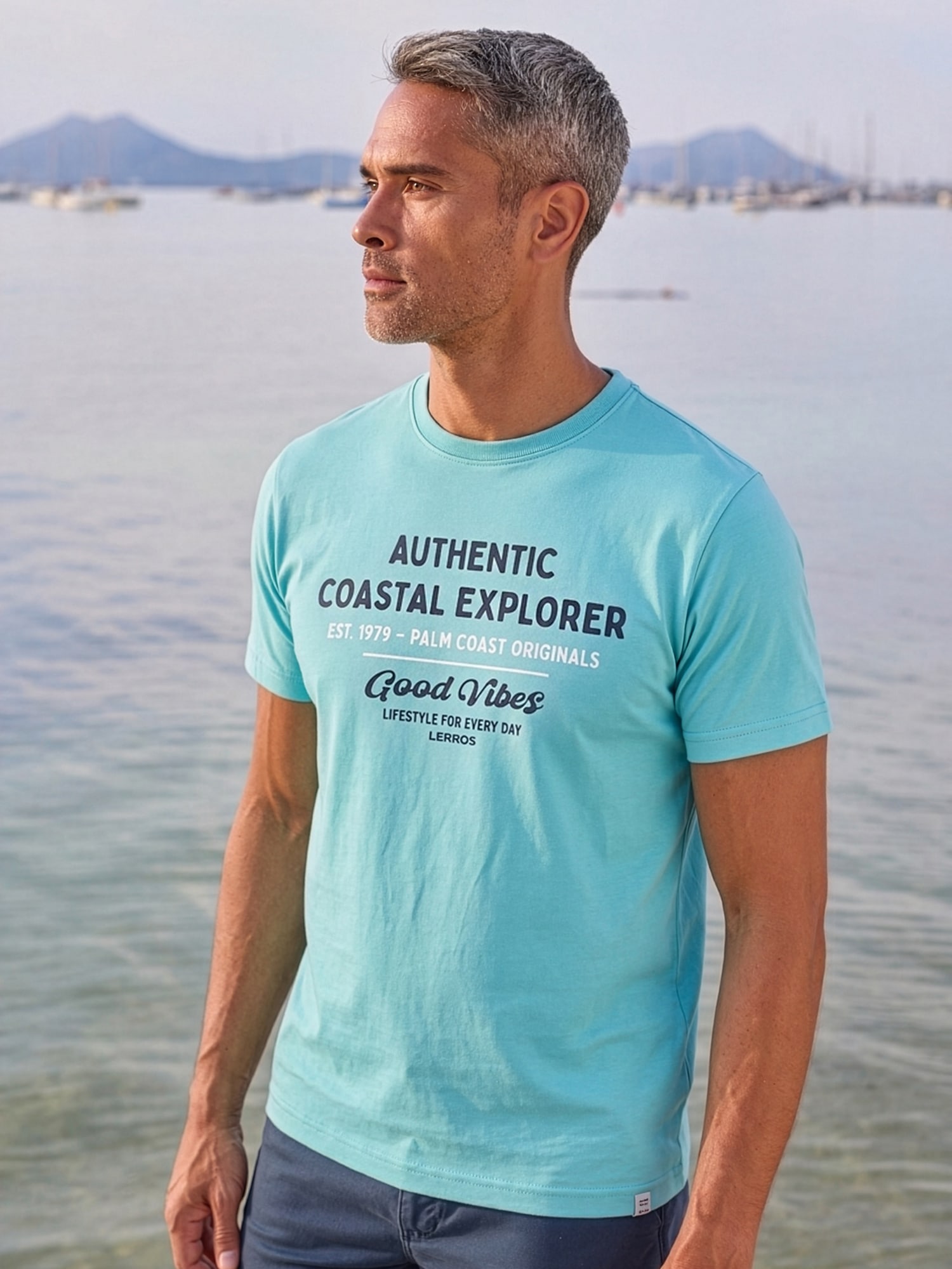 LERROS T-Shirt »T-Shirt mit O-Neck aus softer Baumwolle mit Summervibe-Print«