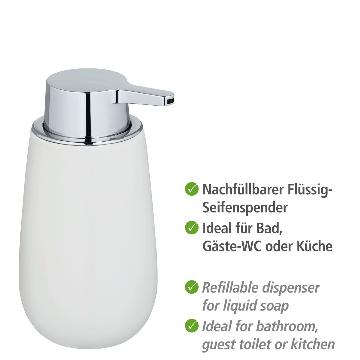 WENKO Seifenspender »Badi«, (1 tlg.), Weiß, Keramik, 320 ml