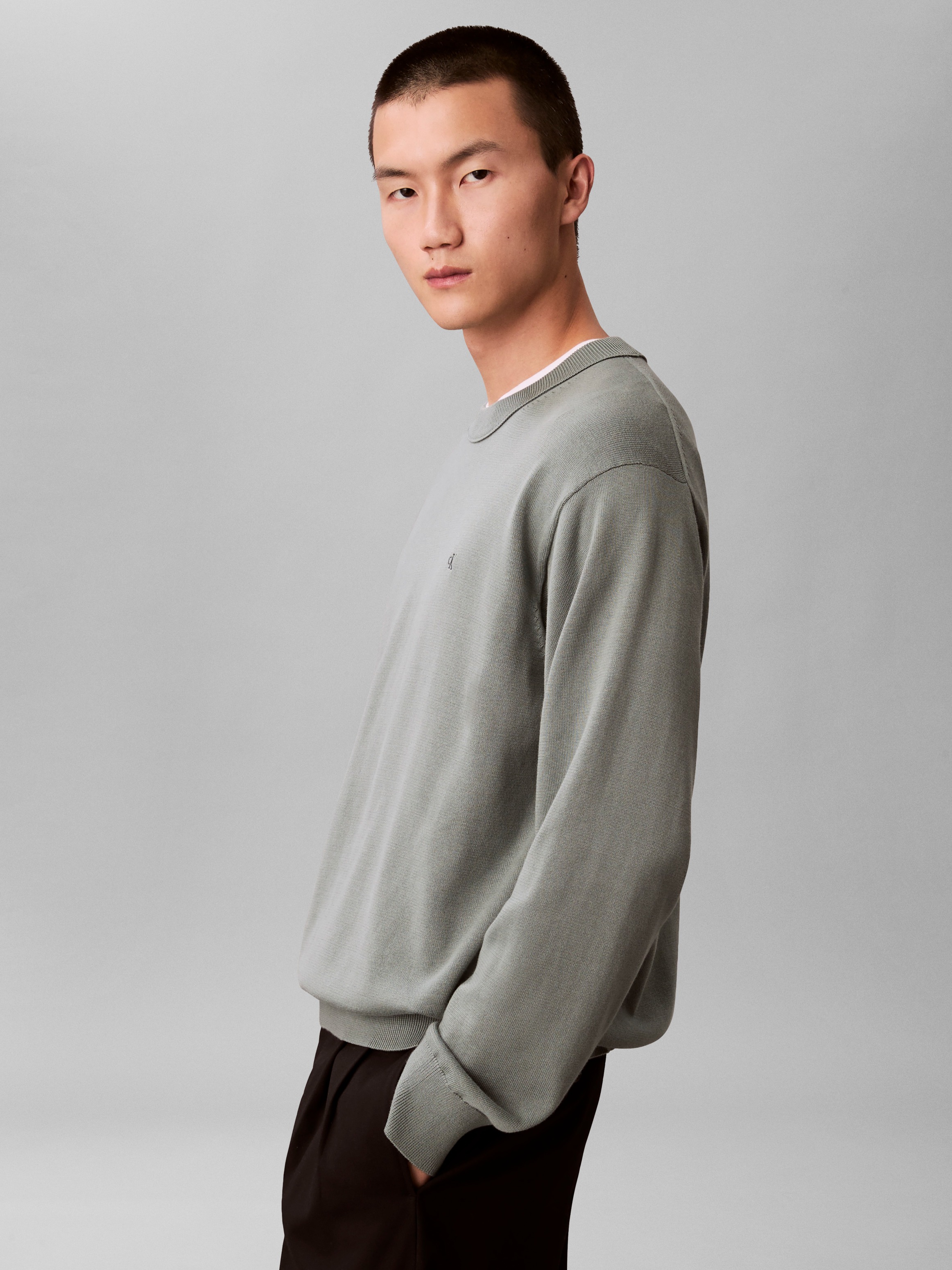 Calvin Klein Jeans Strickpullover »LS EZ COTTON CREWNK SWEATER 12GG« Mit Rundhalsausschnitt