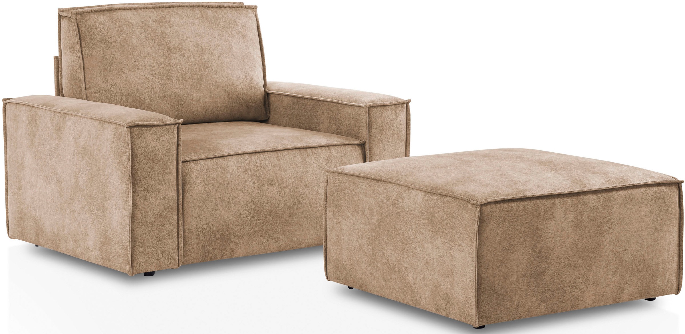 Home affaire Sessel »SHERWOOD«, Loveseat und Hocker im Set, passend zur Polster-Serie SHERWOOD
