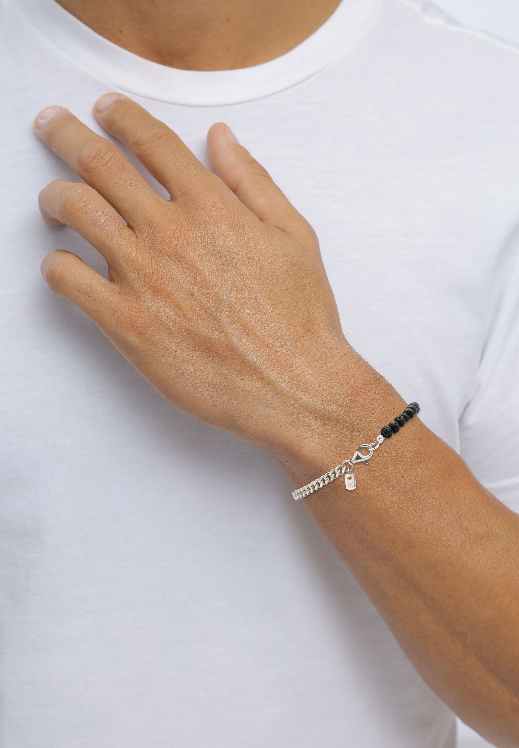 Kuzzoi Armkette »Armband Panzerkette Lava Schwarz 925 Sterling Silber«