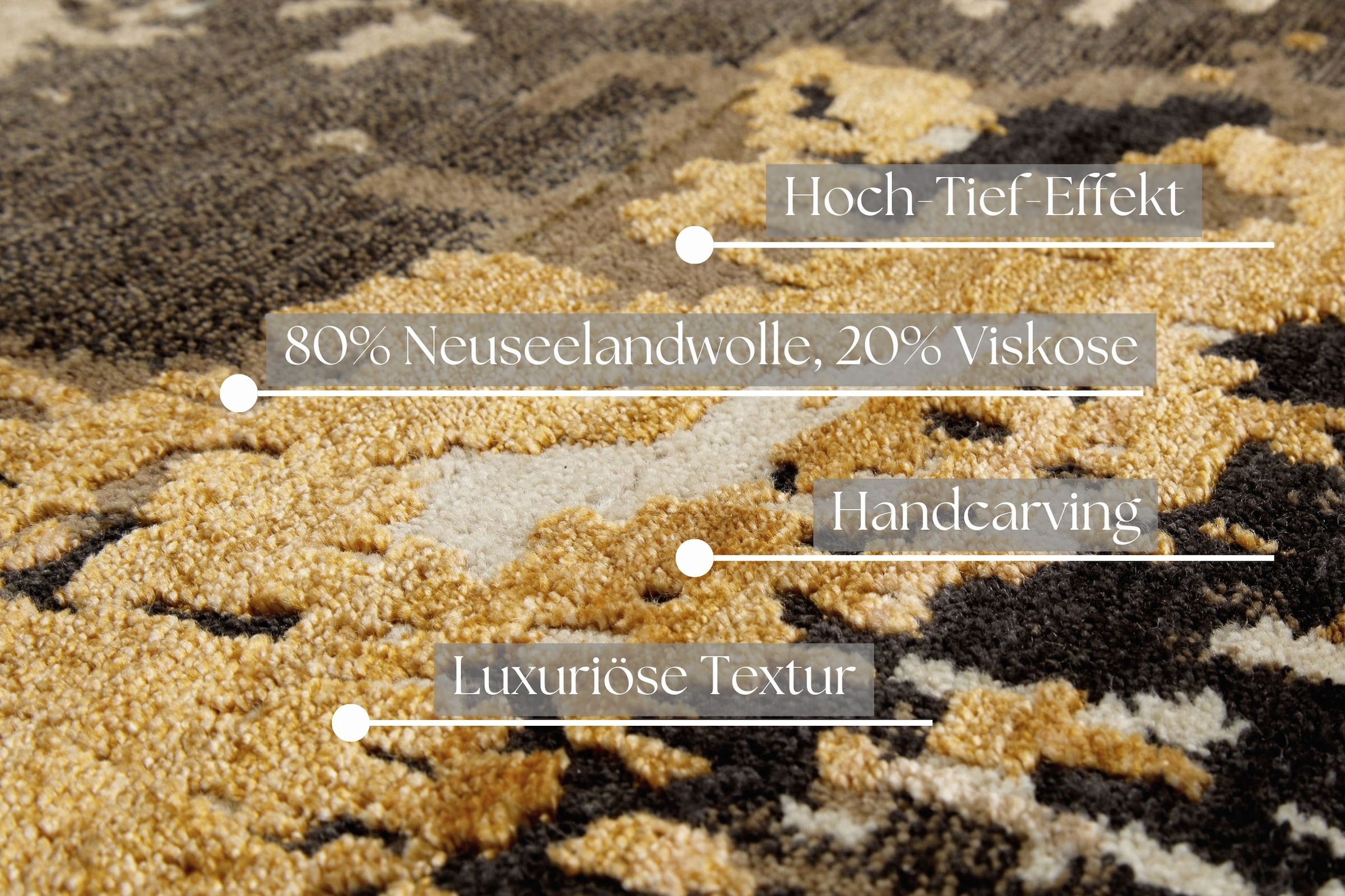 my home Teppich »Orin«, rechteckig, 6 mm Höhe, Kurzflor, Wolle, handgewebt, weiche Oberfläche, Schlafzimmer