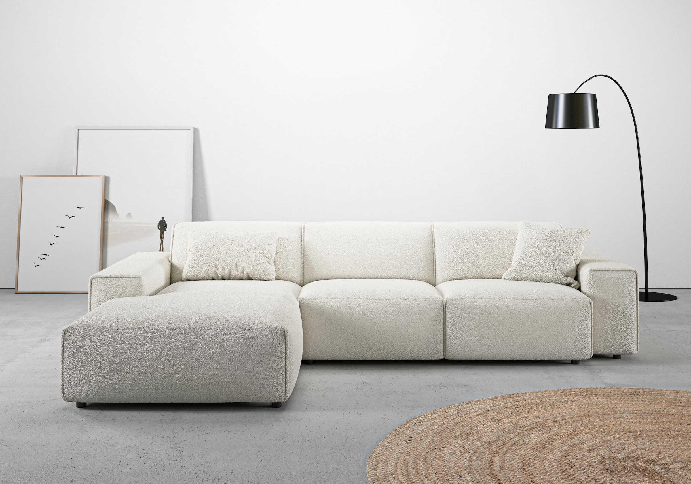andas Ecksofa »Glimminge auch in Breitcord, Feincord, Bouclé + Easy care-Bezug«, L-Form, Breite 294, Zierkissen