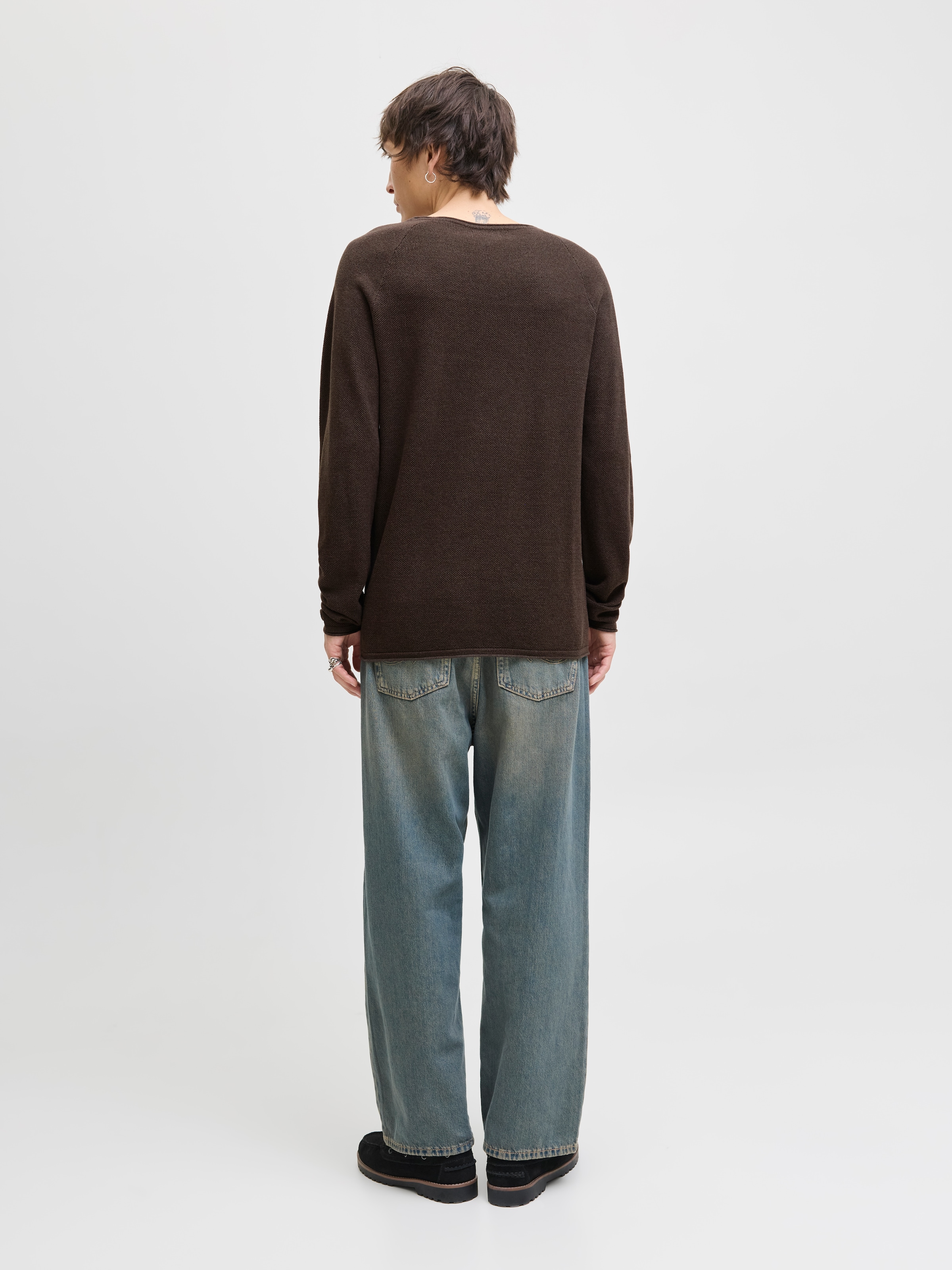 Jack & Jones Rundhalspullover »JJEHILL KNIT CREW NECK NOOS«, mit Strukturstrick