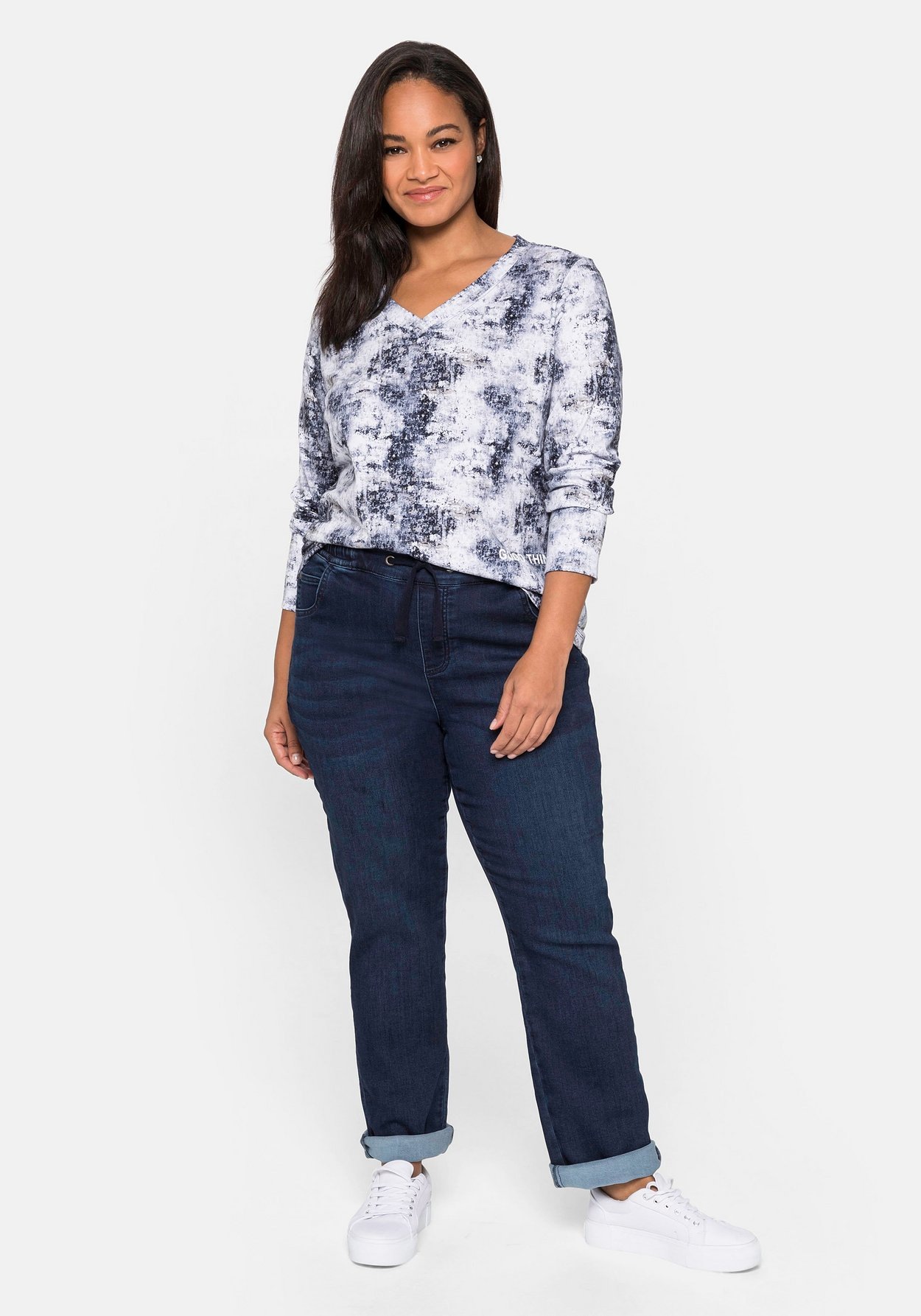 Sheego Schlupfjeans »Sweathose aus Sweatdenim mit Bindeband«
