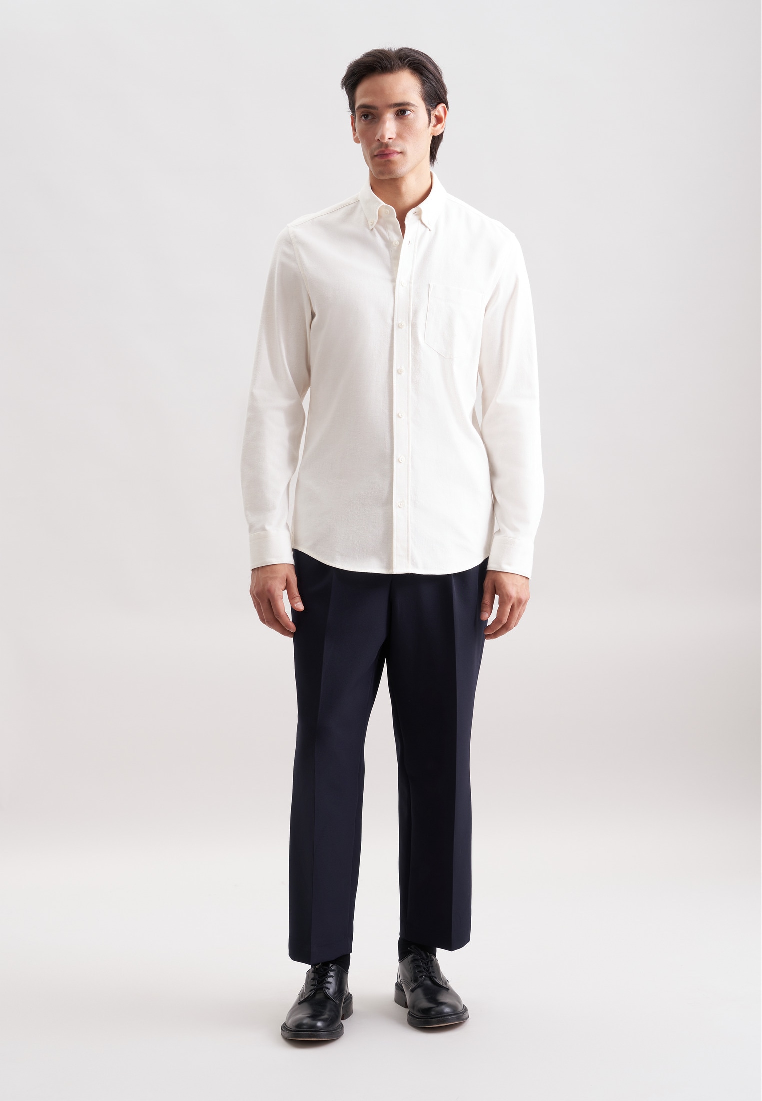 seidensticker Flanellhemd Slim 1/1 Button-Down-Kragen Uni