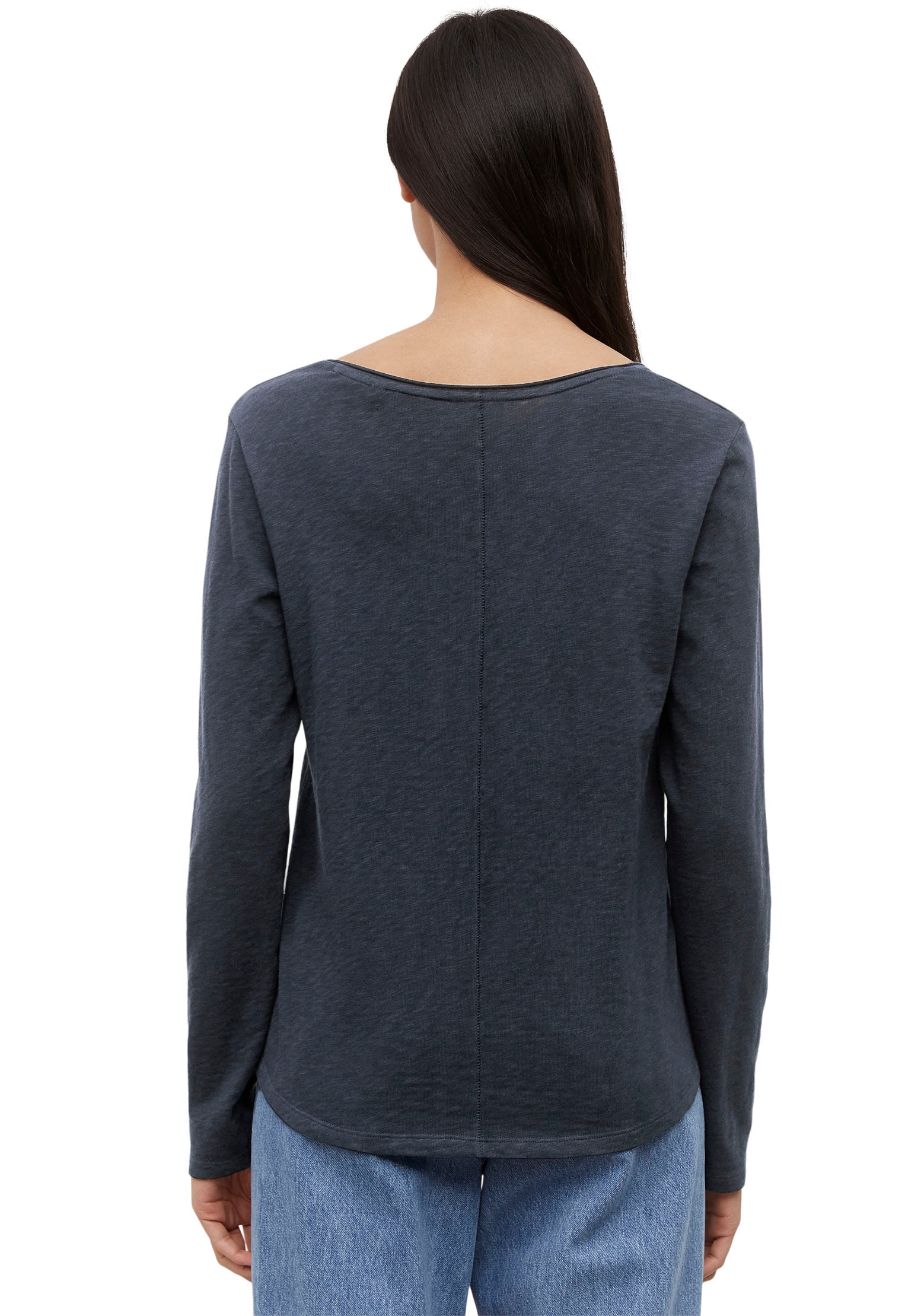 Marc O'Polo DENIM Langarmshirt, mit Rollkante am V-Ausschnitt