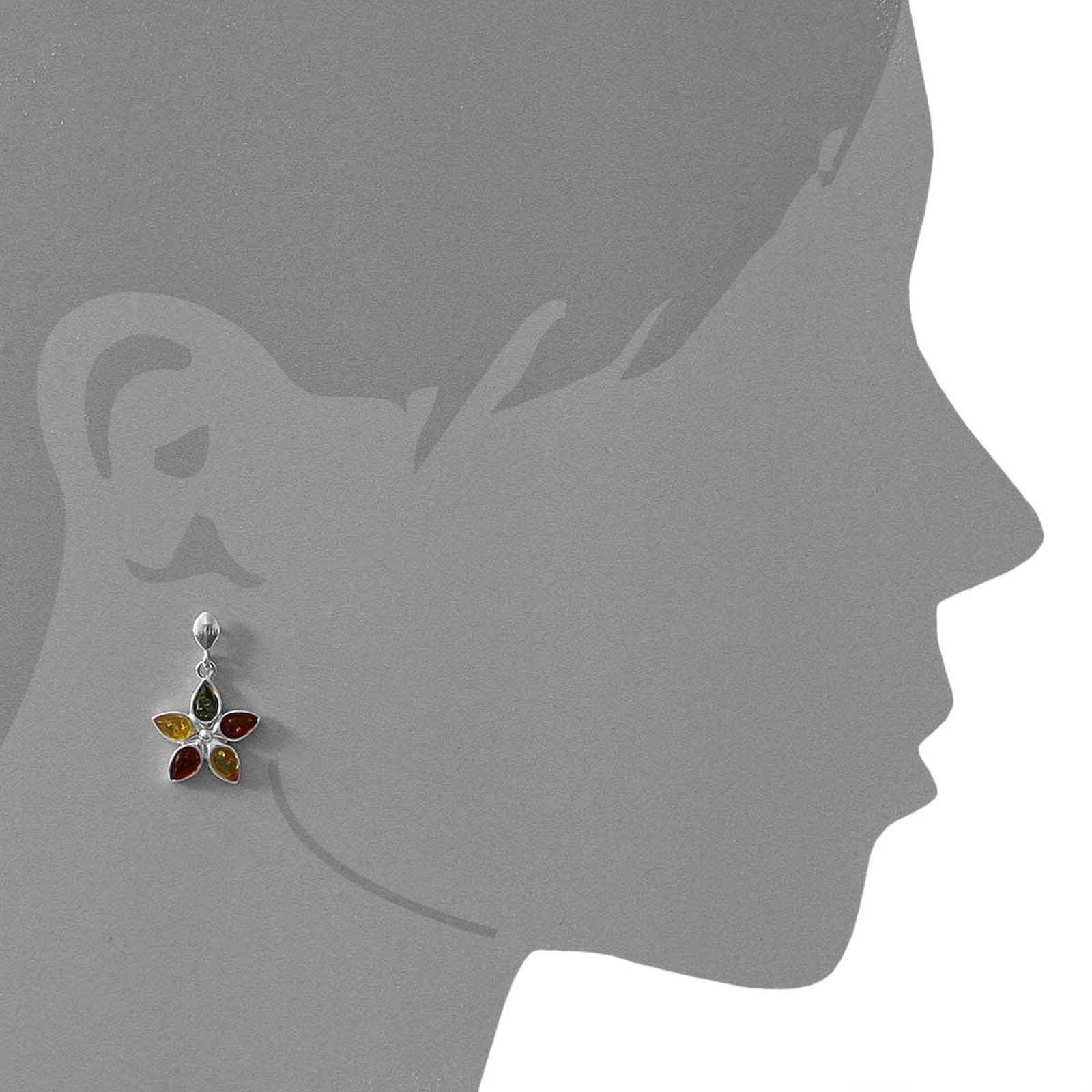 OSTSEE-SCHMUCK Paar Ohrstecker »- Blüte - Silber 925/000 - Bernstein«