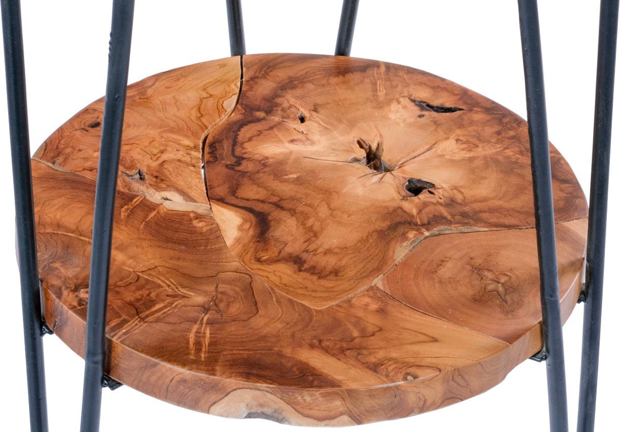 Kayoom Beistelltisch »Woodstock 225, Beistelltisch in Natur-Optik,hochwertiges Teakholz«, (1 St.), Hochwertiges Teakholz, Handarbeit, Abstand Tischplatte: 23 cm