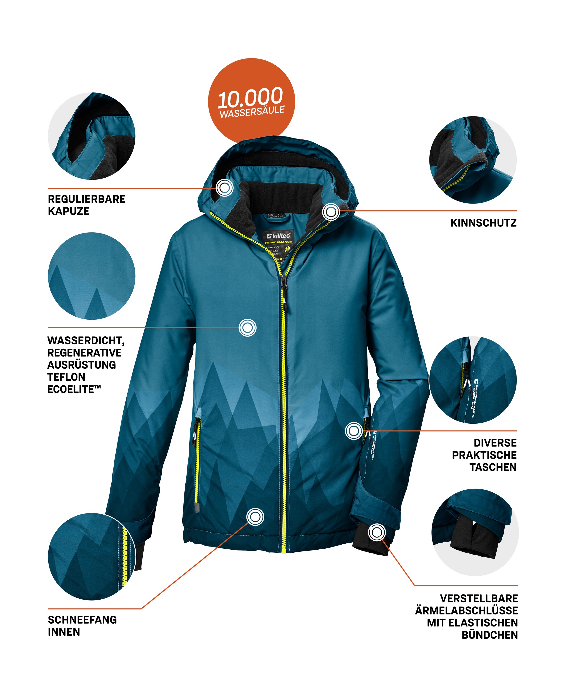 Killtec Skijacke »KSW 383 BYS SKI JCKT« Wasser- und winddichte Skijacke mit verstellbarer Kapuze