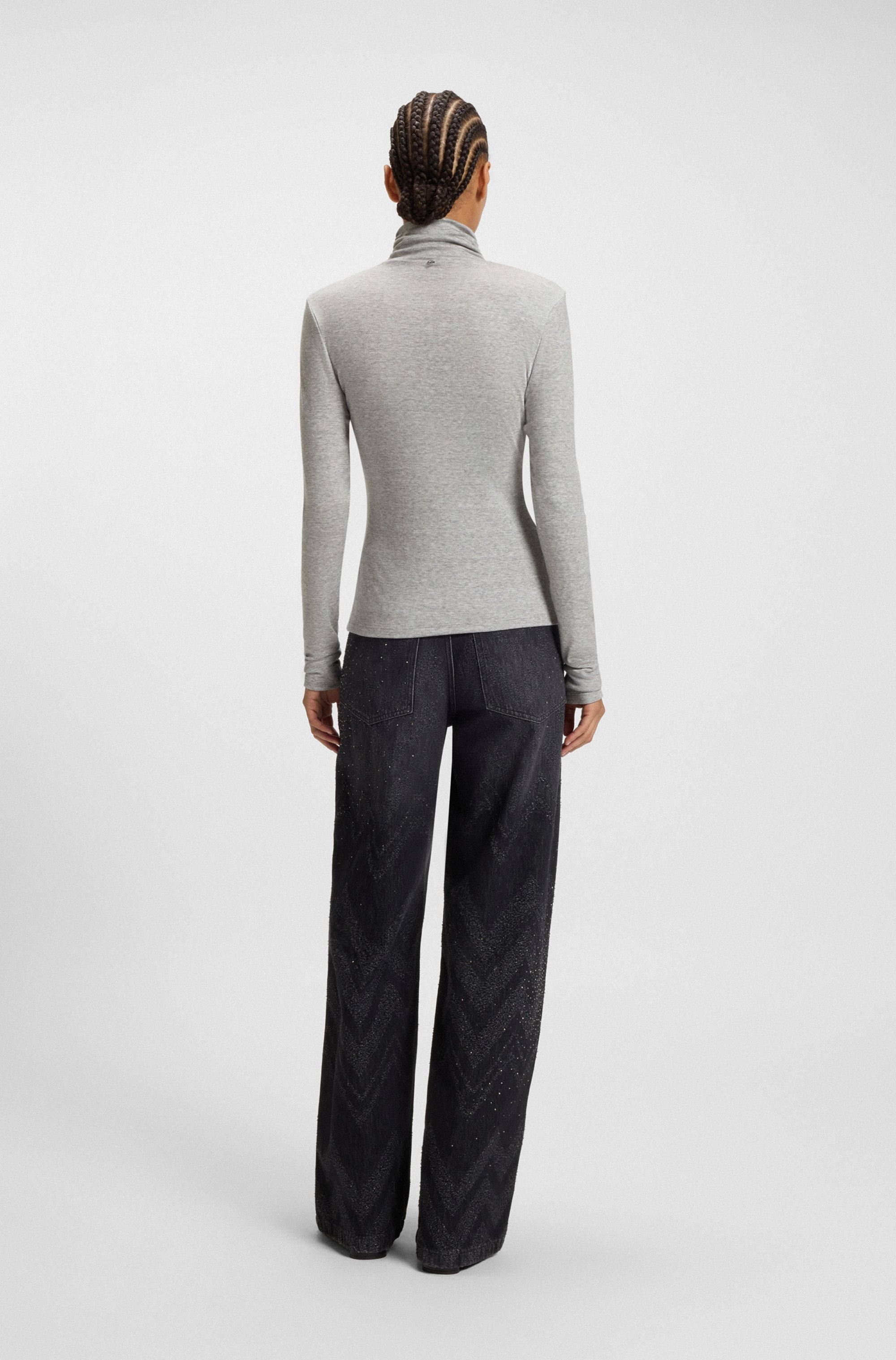 BOSS ORANGE Langarmshirt »Eliana Premium Damenmode«, mit Turtle Neck, Slim Fit