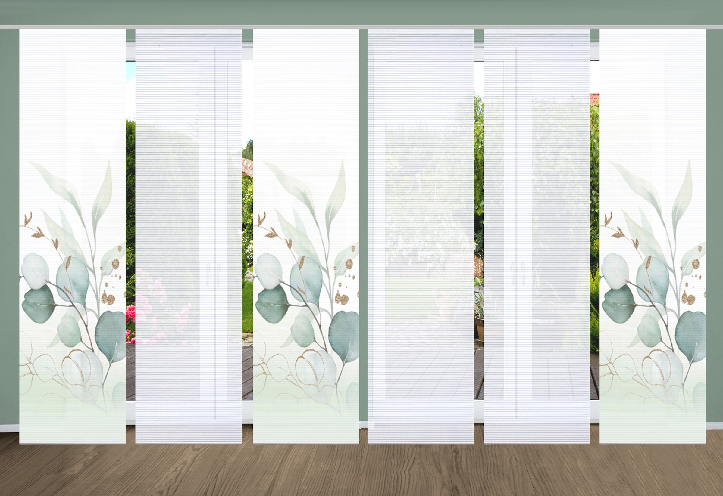 HOME in green Schiebegardine »ABANIO« Paneelwagen 6 Stk. tlg. SET DIGITALDRUCK,BAMBUSOPTIK RECYCELT