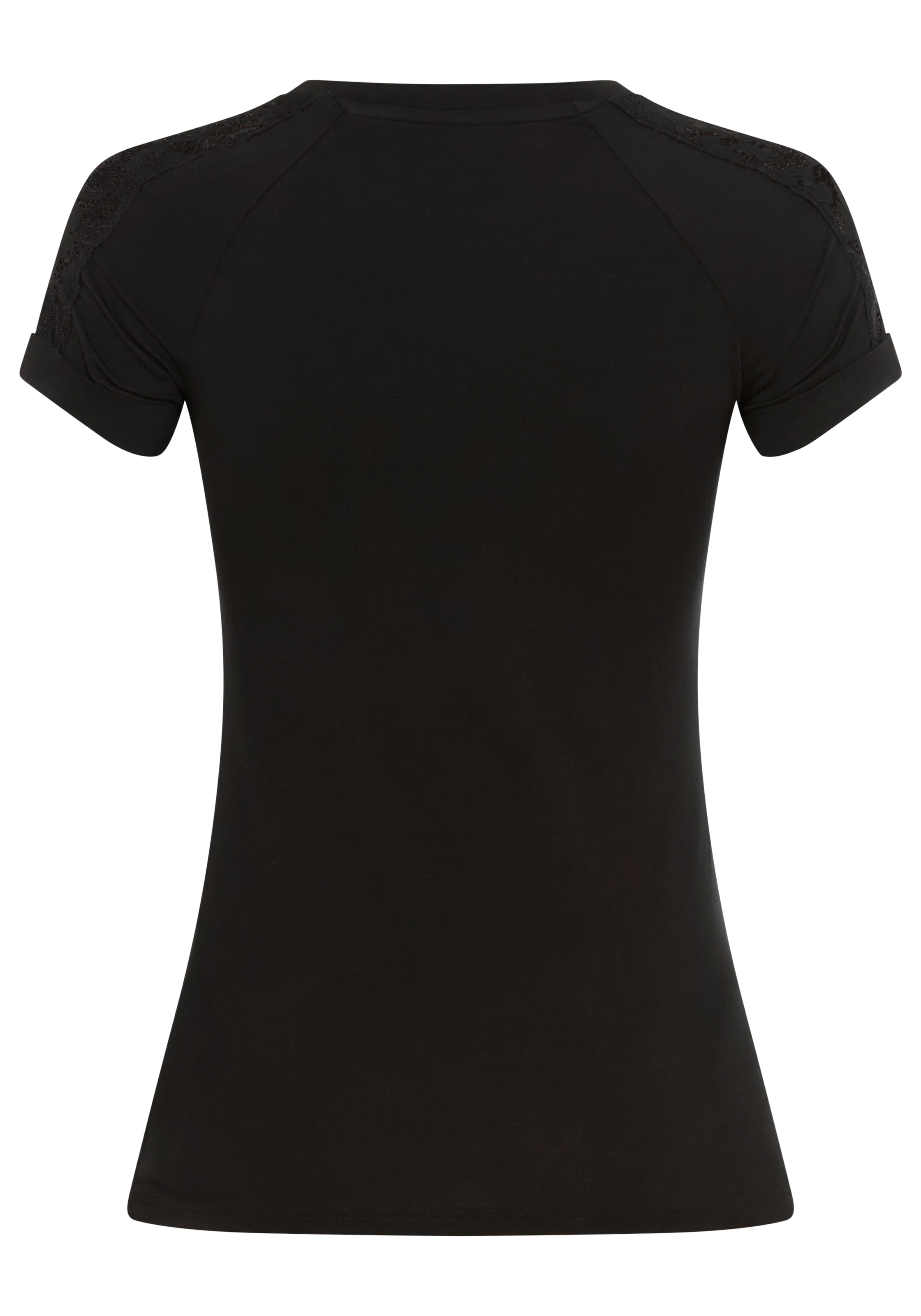 Bruno Banani T-Shirt, mit Spitzen-Einsatz im Raglan-Ärmel - NEUE KOLLEKTION
