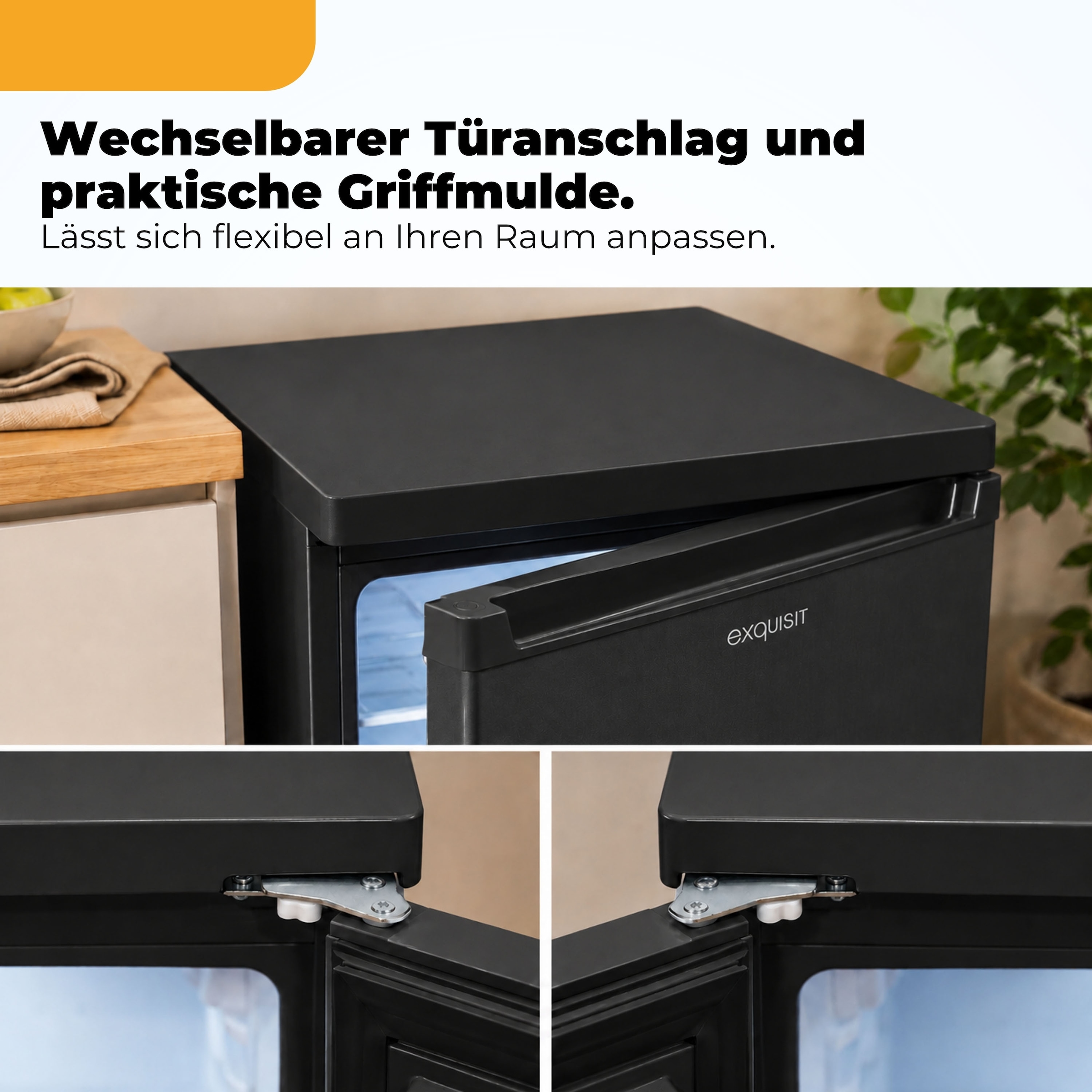 exquisit Kühlschrank »KS16-V-040C inoxlook-az« 85 cm hoch 55 cm breit Helles LED-Licht für optimale Innenraumbeleuchtung