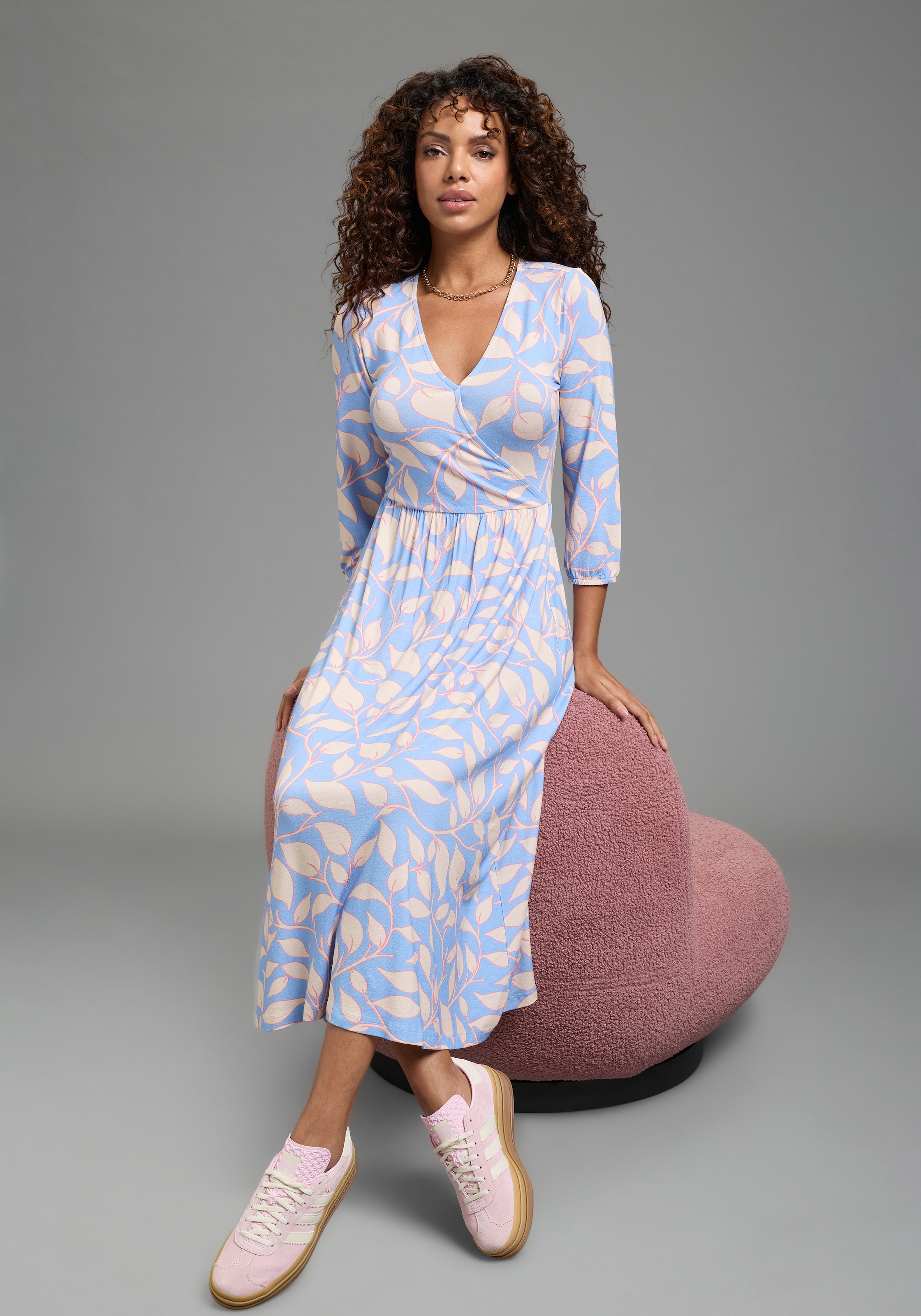 Laura Scott Midikleid wadenlanger Schnitt, aus Jersey, elastische Viskosemischung