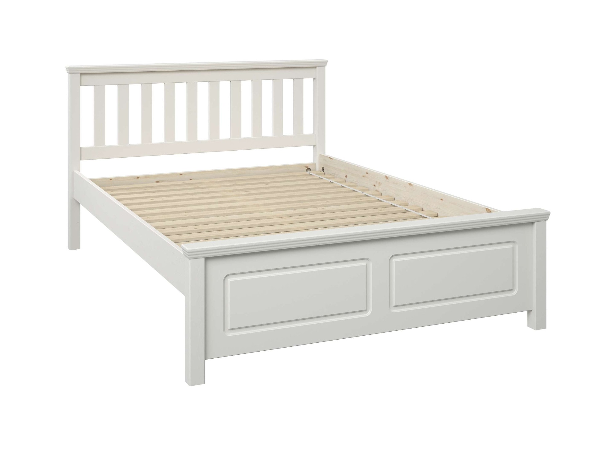 OTTO home Bett »Fredegard, skandinavischer Stil, vielseitig kombinierbar, 2 Breiten« 180er oder 140er Breite,  teilmassiv, Sprossen am Kopfteil, mit Lattenrost, Kassettenoptik