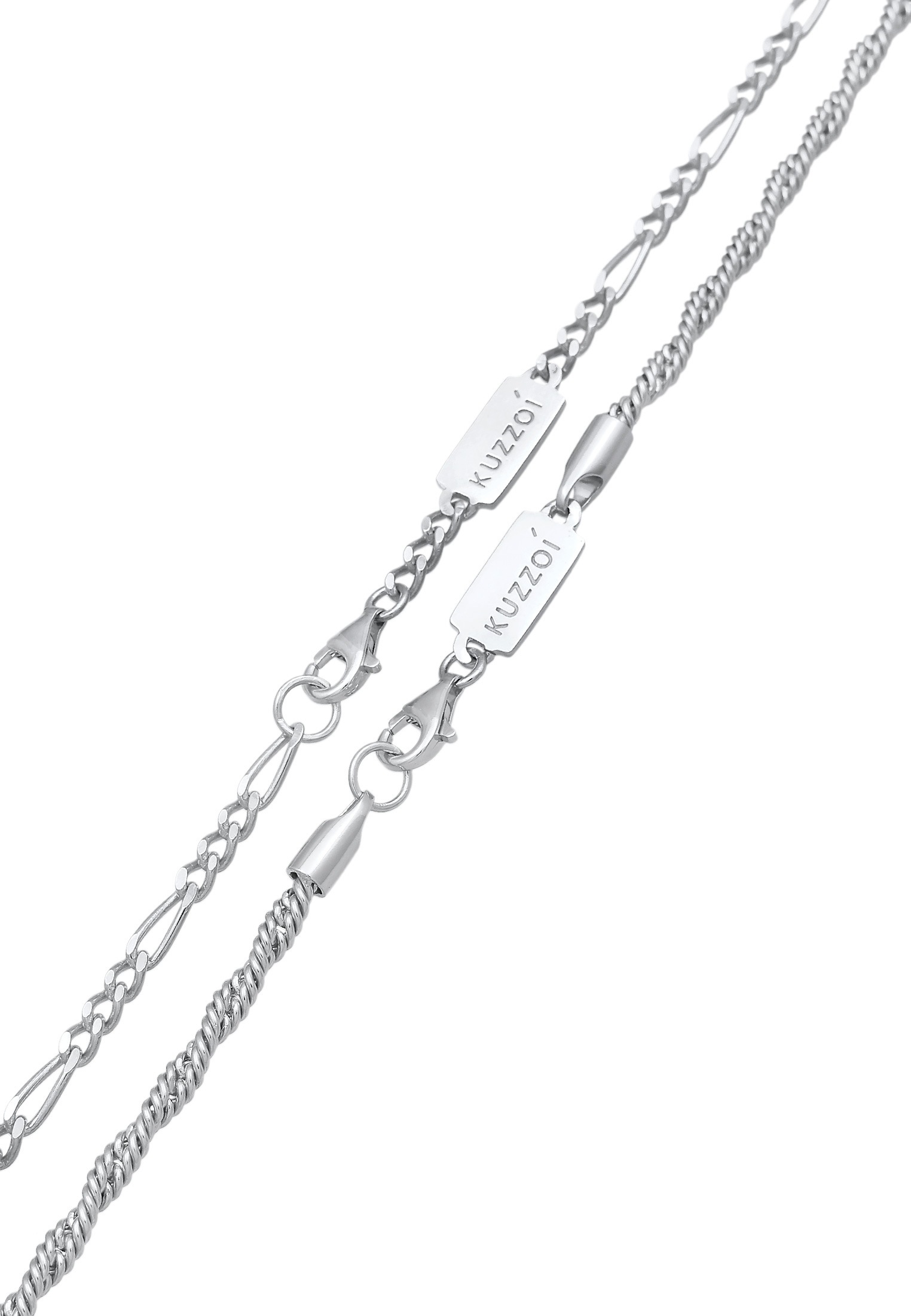 Kuzzoi Silberkette »Halskette Herren Kordel Figaro 2er Set 925 Silber«