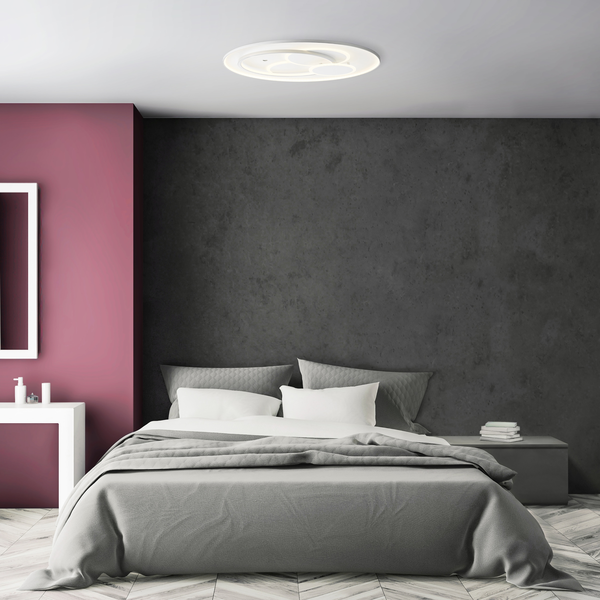 Brilliant LED Deckenleuchte »Circon«, 1 flammig, Leuchtmittel LED-Modul | LED fest integriert, Ø 50 cm, dimmbar, CCT, Fernbedienung, 5200 Lumen, Metall, titanfarben