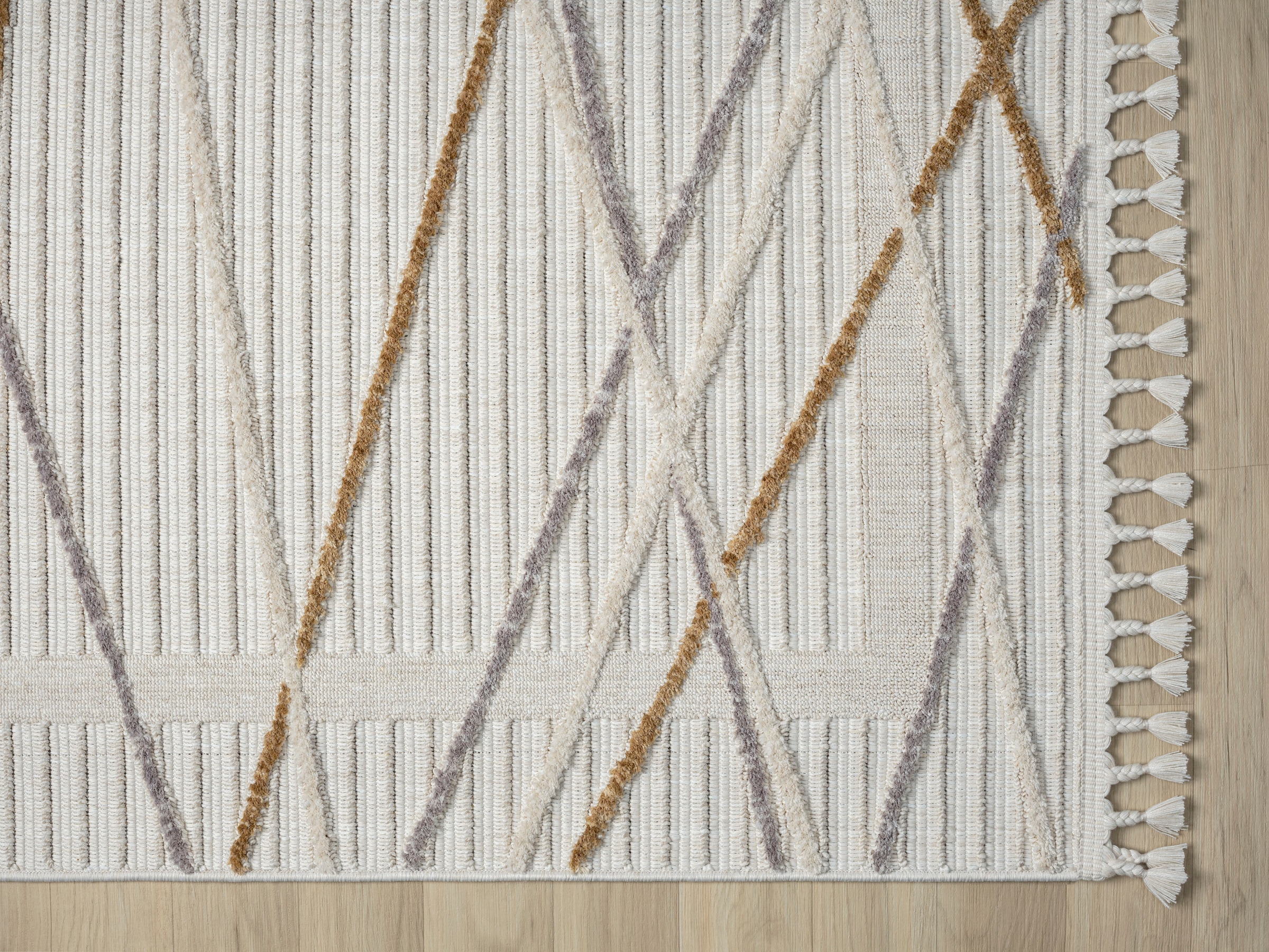 Myflair Möbel & Accessoires Teppich »Luana 1, LAGERRÄUMUNG!« rechteckig 10 mm Höhe Kurzflor, Sisal Optik, Hoch-Tief Effekt, mit Fransen, besonders weich