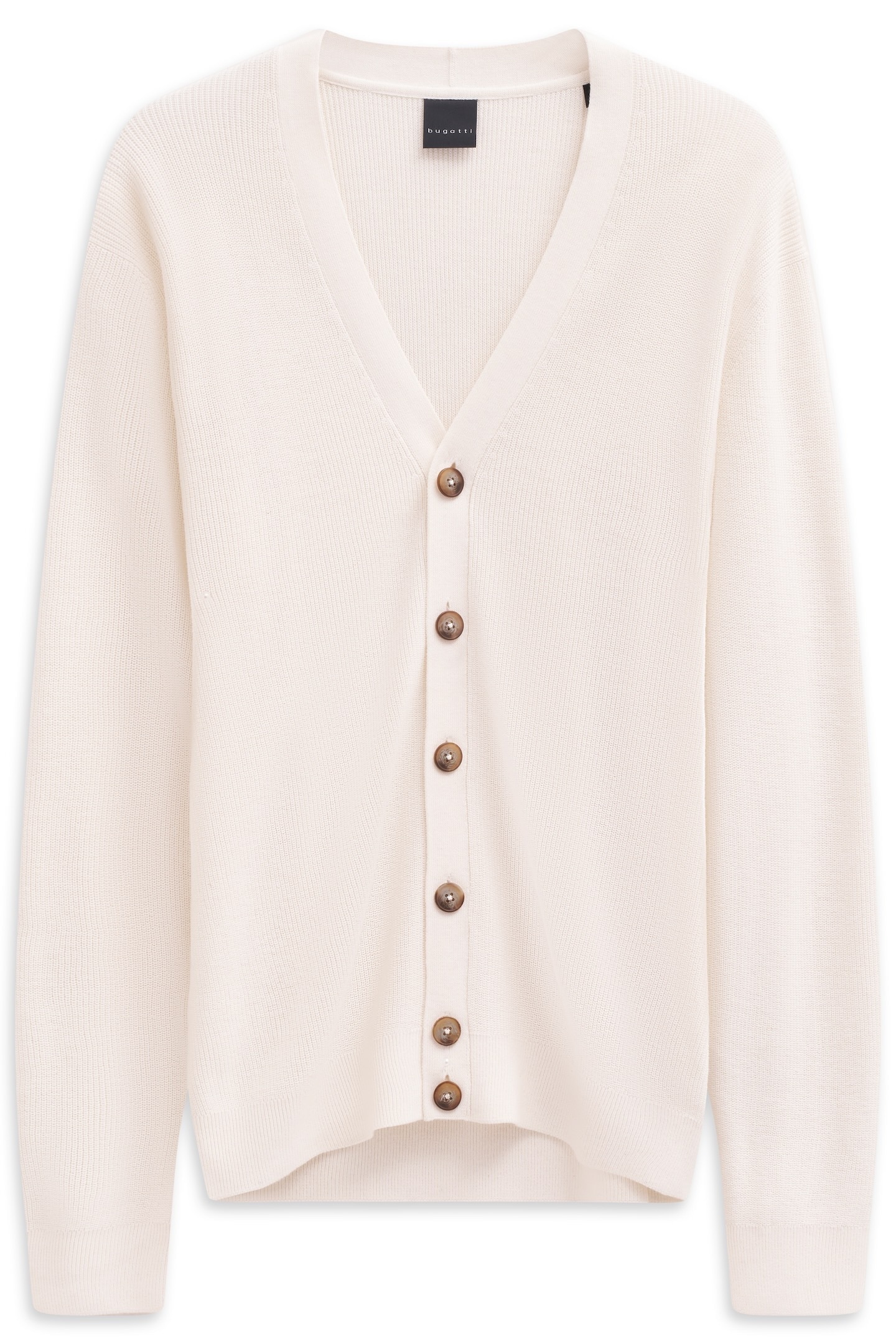 bugatti Cardigan »Regular Fit«, mit V-Ausschnitt und Ripp-Struktur