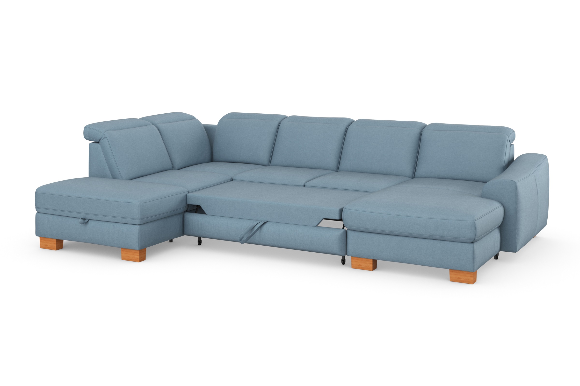 sit&more Wohnlandschaft »Dundee U-Form«, mit Federkern und Massivholzfüßen, wahlweise mit Kopfteilverstellung