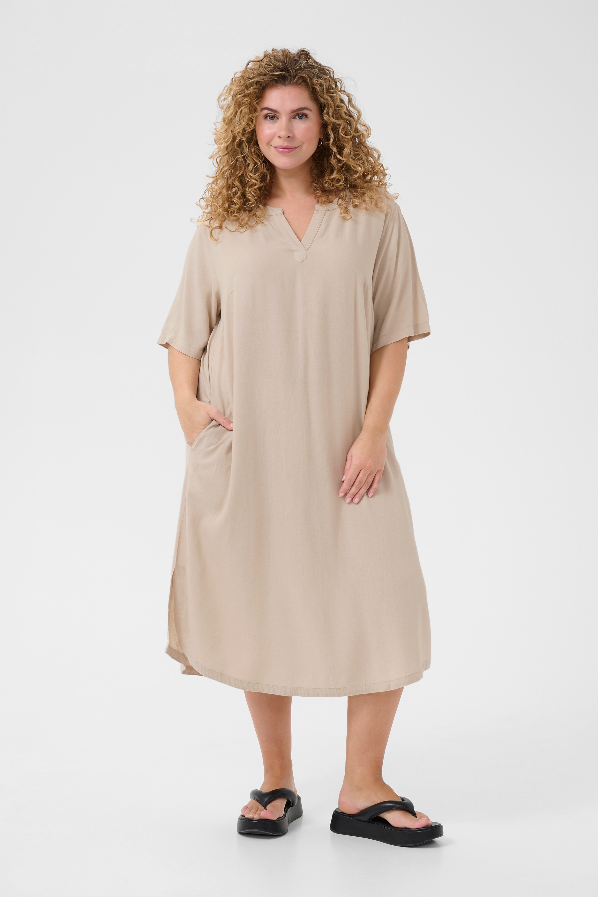 KAFFE Curve Midikleid »Damen Kleid KCmille«