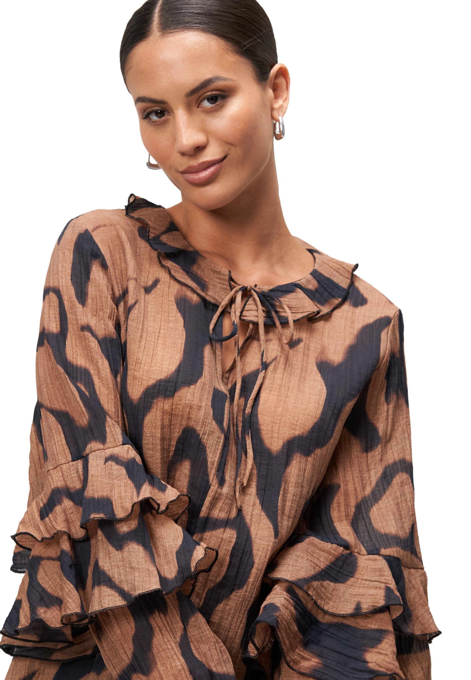 Zero Crinklebluse »Crinkle-Bluse mit Volants«