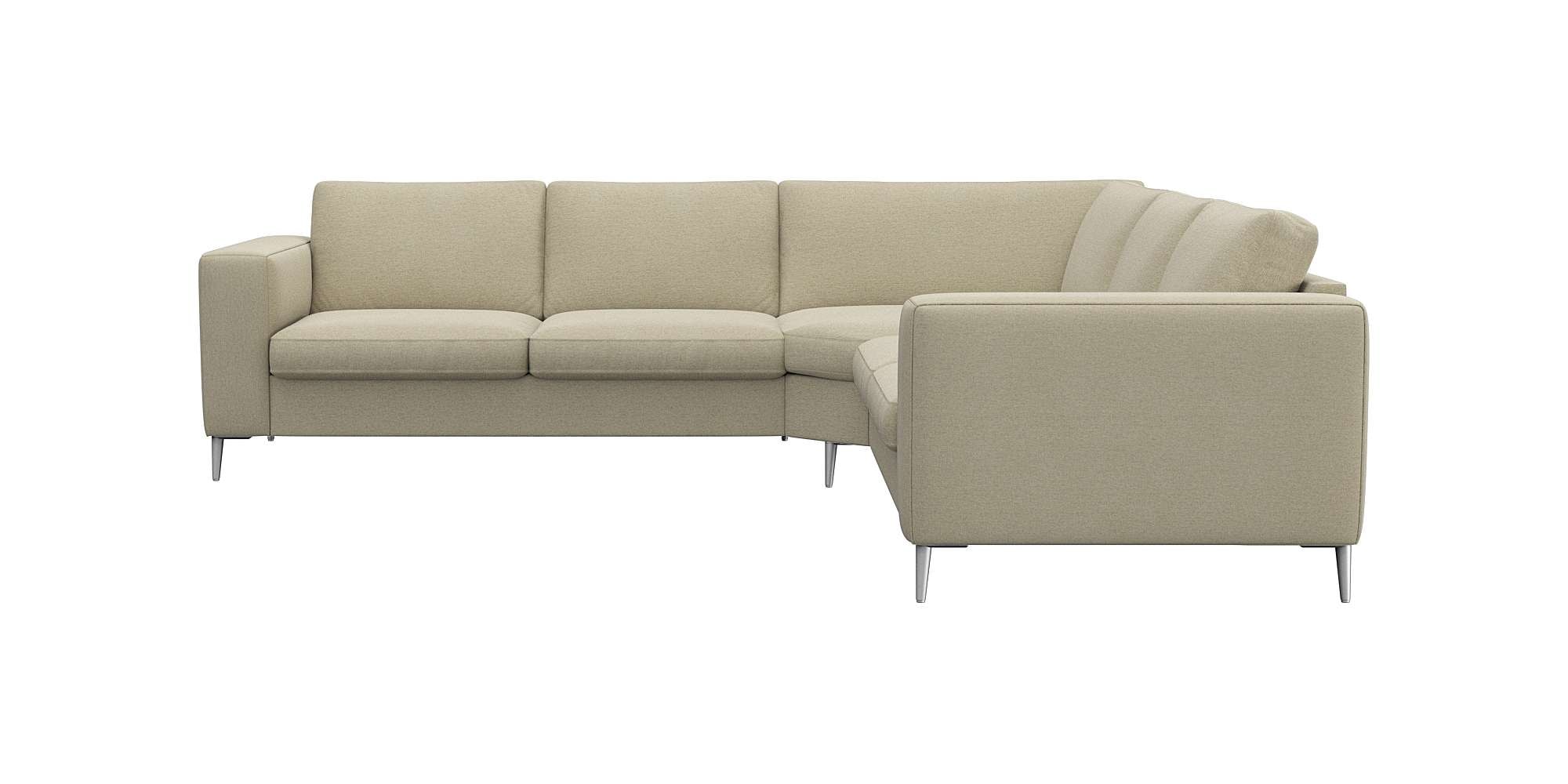 FLEXLUX Ecksofa »Fiore, gleichschenklig, super Sitzkomfort durch Kaltschaum im Sitz« breite Armlehnen, Füße Alu