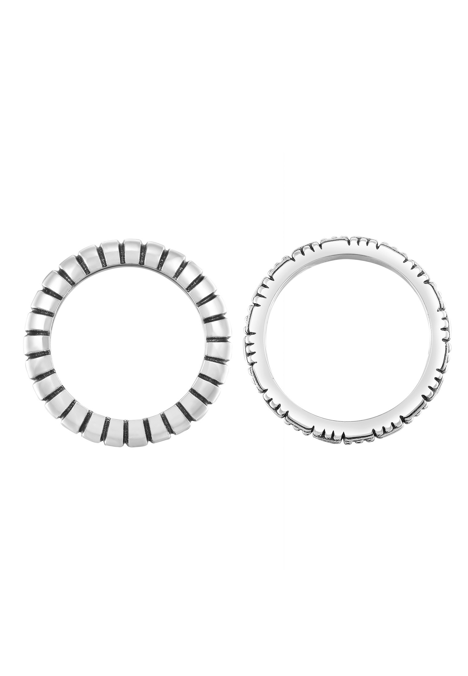 Kuzzoi Ring-Set »Ring Set Bandring Vintage Oxidiert 925 Silber«