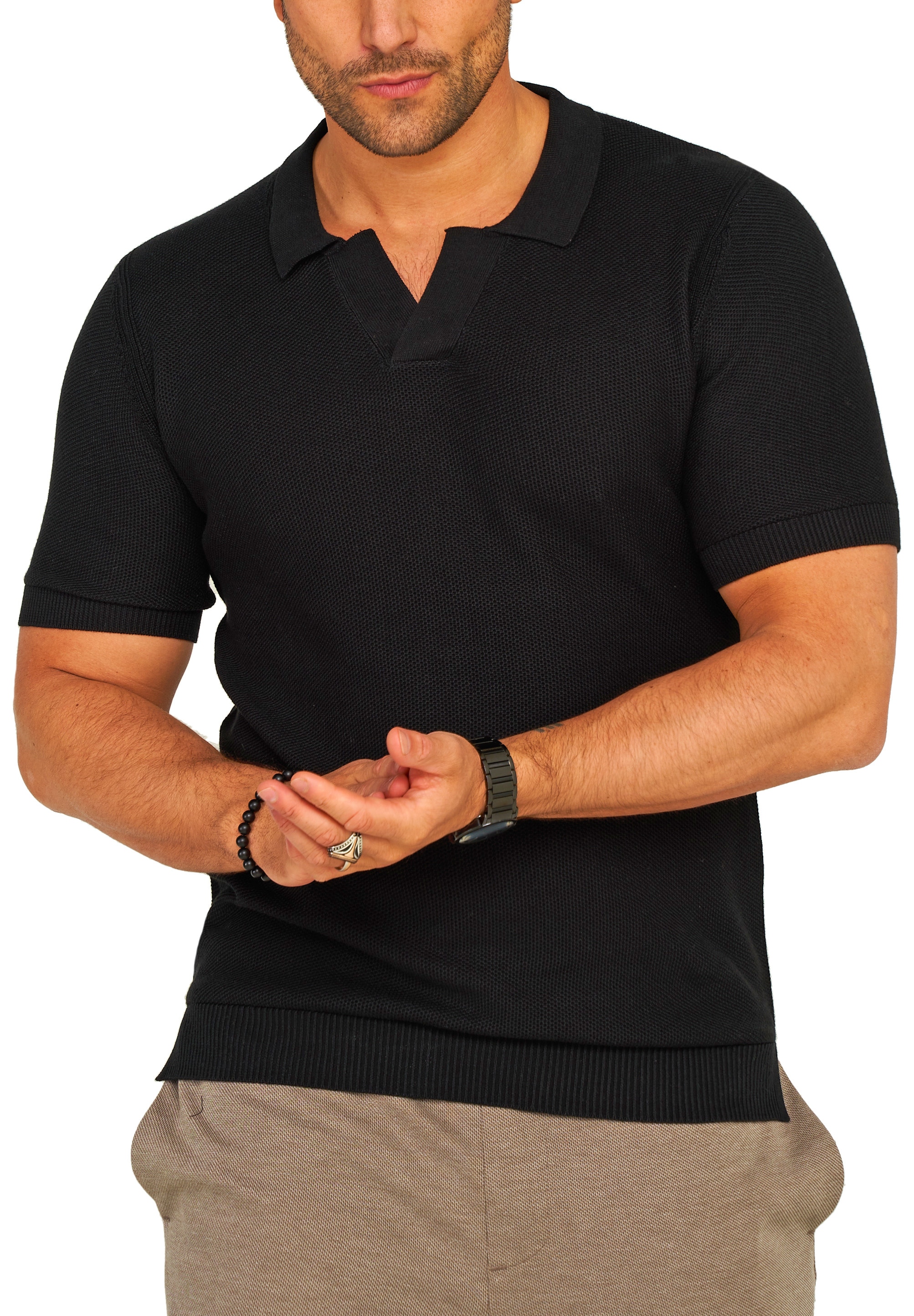 SOULSTAR Poloshirt »Kurzarm Polo T-Shirt für Herren« Herren Basic Kurzarm Knit Polo Hemd Strick