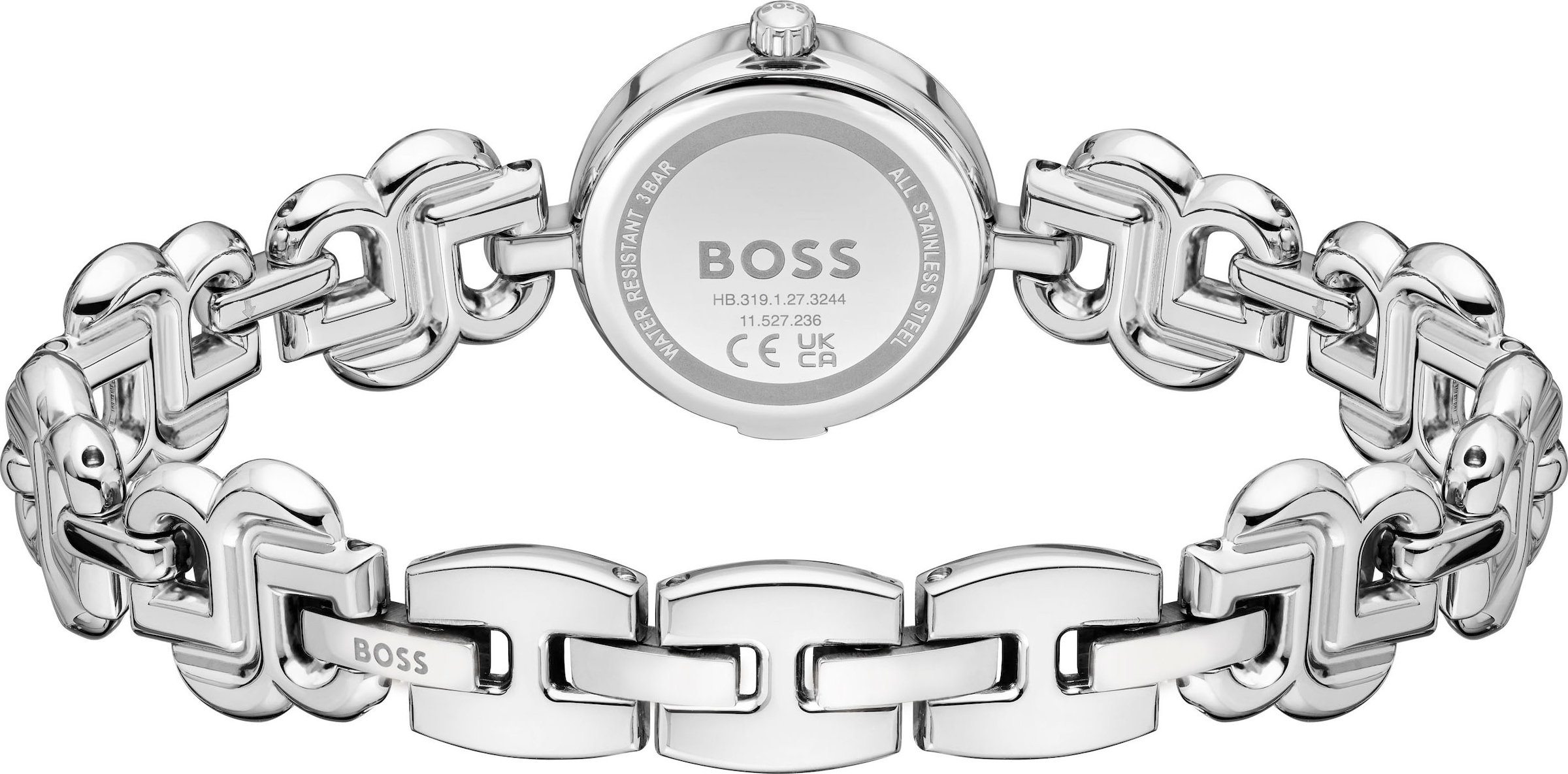 BOSS Quarzuhr »DOUBLE B DRESSY« Armbanduhr, Damenuhr, Edelstahlarmband, analog
