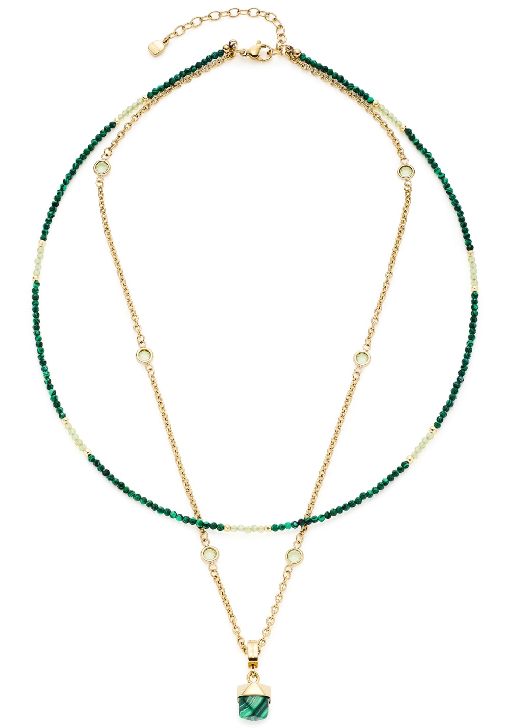 Kette mit Anhänger »Halskette Valea, 021767«, mit Malachit, Glasstein - mit Glasperle