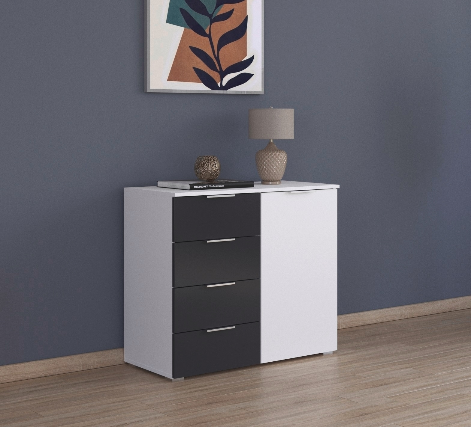 rauch Schubkastenkommode »Monza Kommode Sideboard Wäscheschrank«, mit 4 geräumigen Schubkästen in trendigen Farbkombinationen