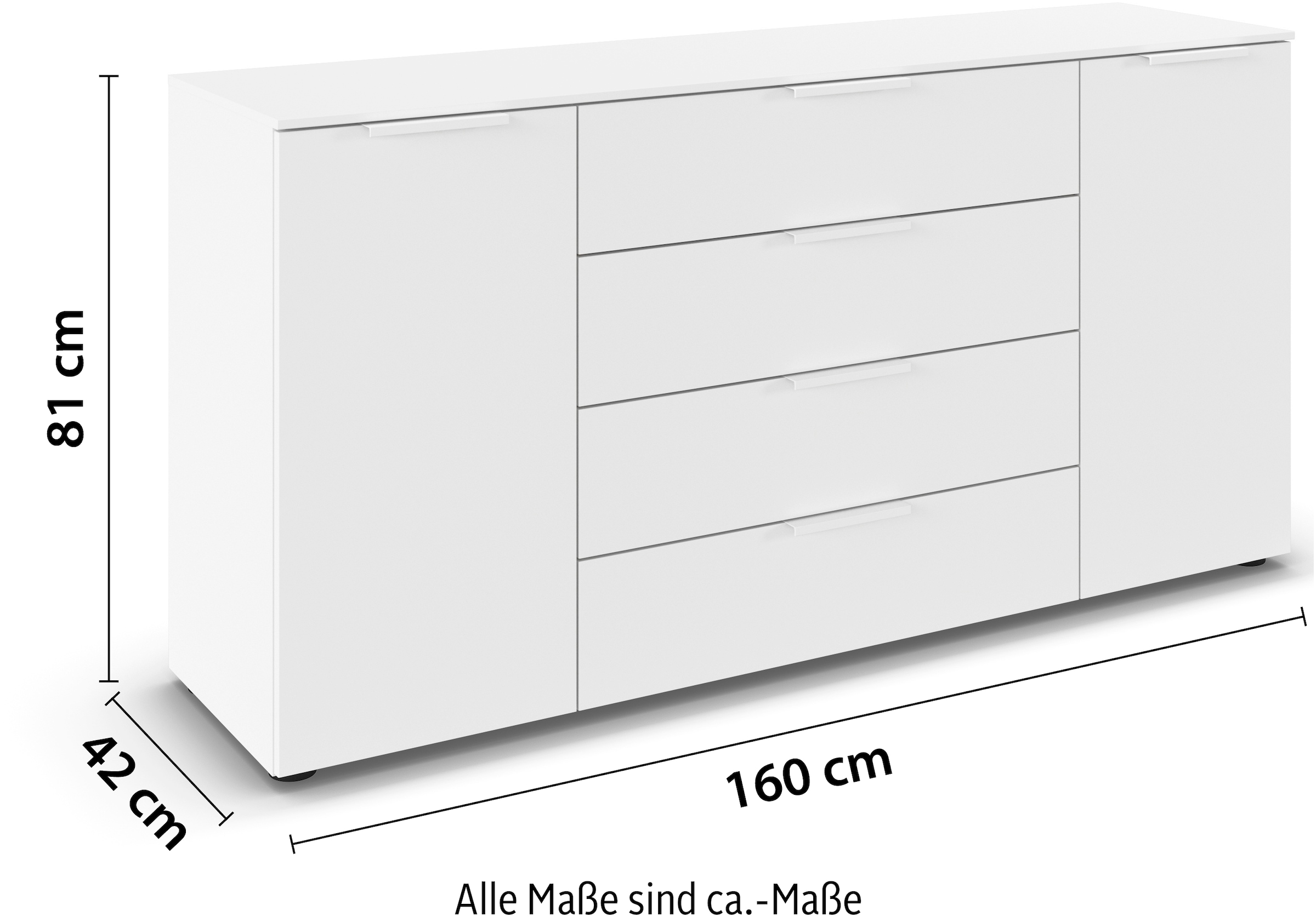 LeGer Home by Lena Gercke Kommode »Kommode Sideboard Schubladenkommode SERINA eleganter Eyecatcher«, mit 4 Schubkästen und 2 Türen sowie Metallgriffen MADE IN GERMANY